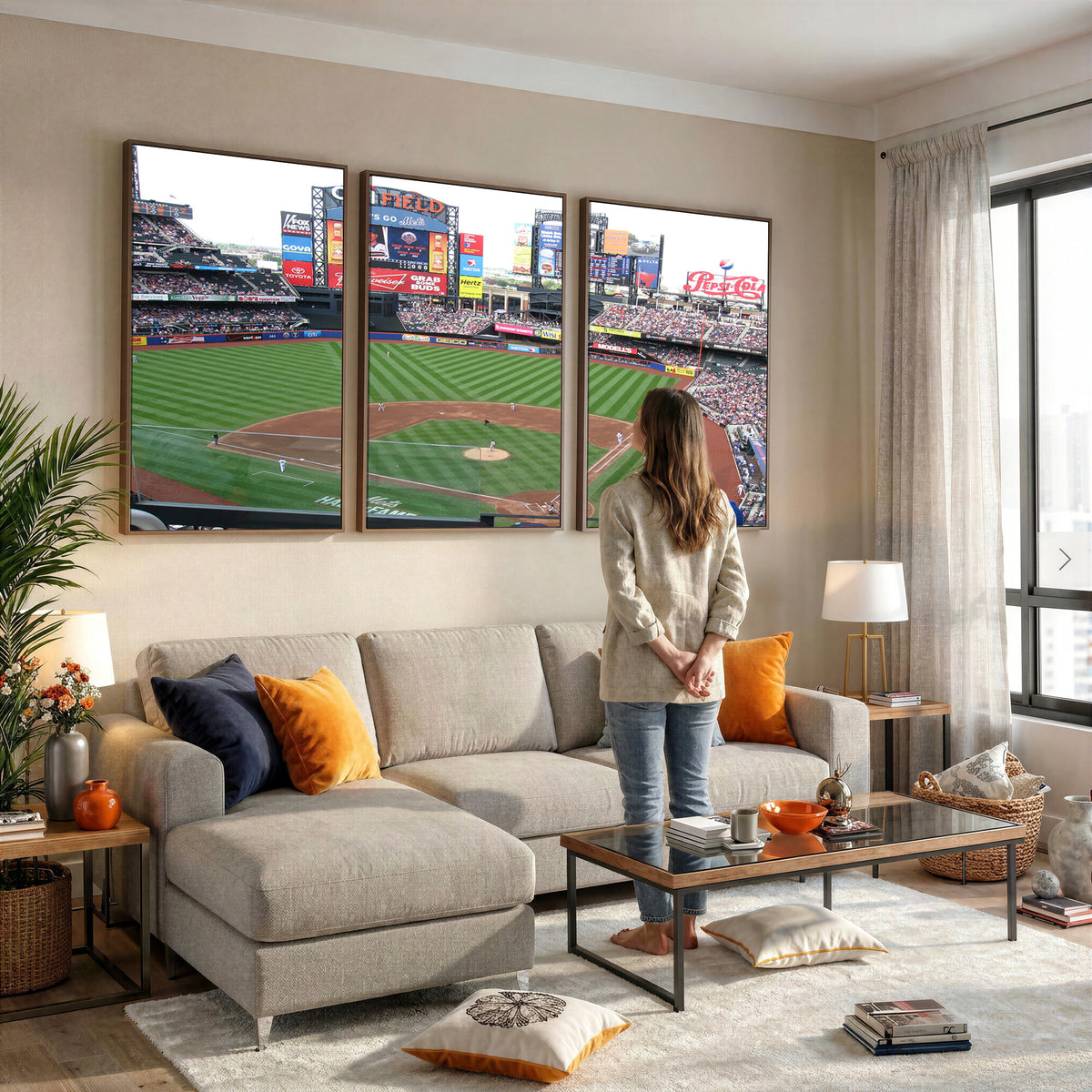 64829-MGV-CV-36X24 - New York Mets Baseball Team Print, Citi Field Baseball Stadium Wall Art
