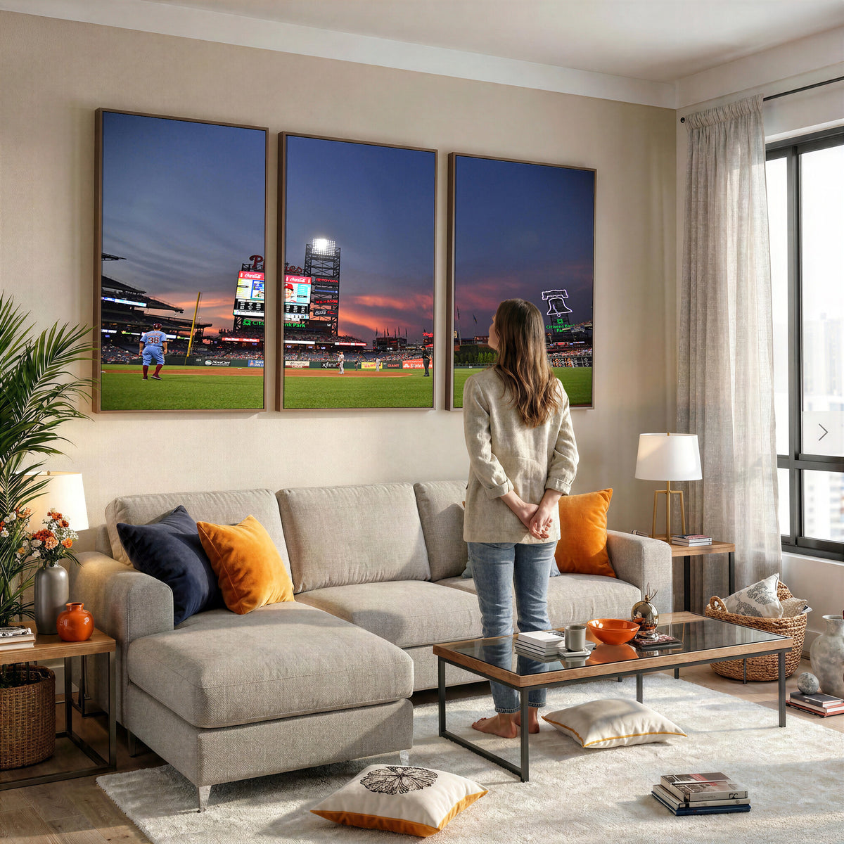 22594-MGV-CV-36X24 - Philadelphia Phillies Baseball Print - Philadelphia Citizens Bank Park Stadium Wall Art, Phillies