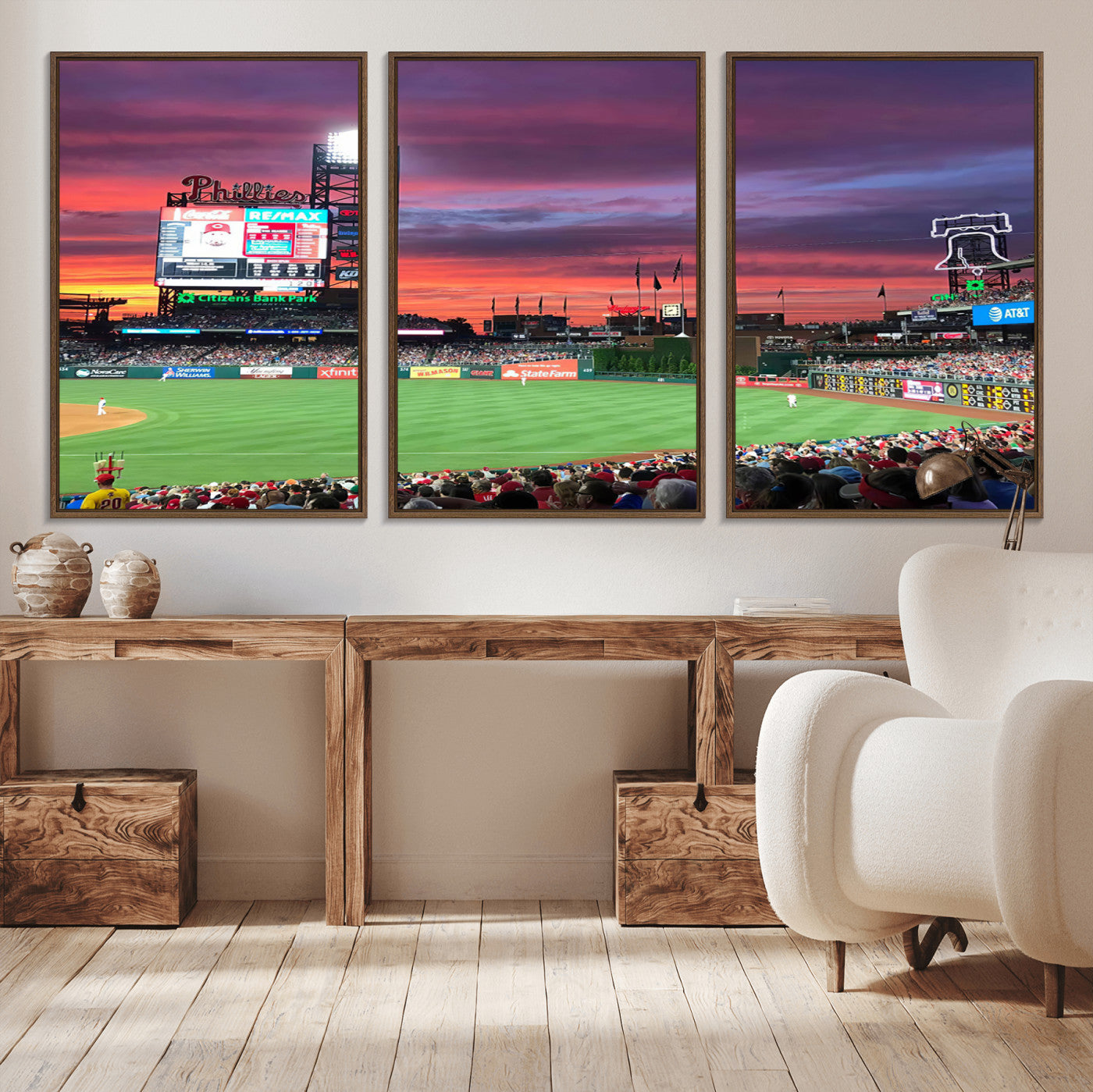 MGV-FC-60X30-3P - Philadelphia Phillies Baseball Team Print - Philadelphia Citizens Bank Park Stadium Wall Art Canvas