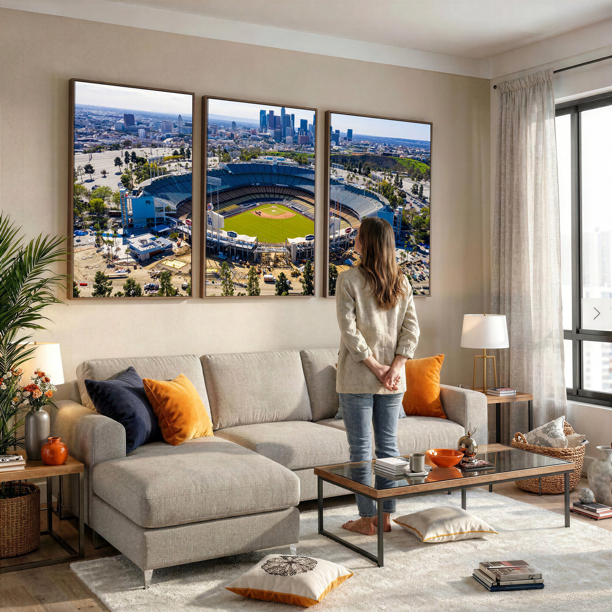 58596-MGV-CV-36X24 - Los Angeles Dodgers Dodger Stadium Wall Art Canvas Print, Extra Large Game Room Wall Decor