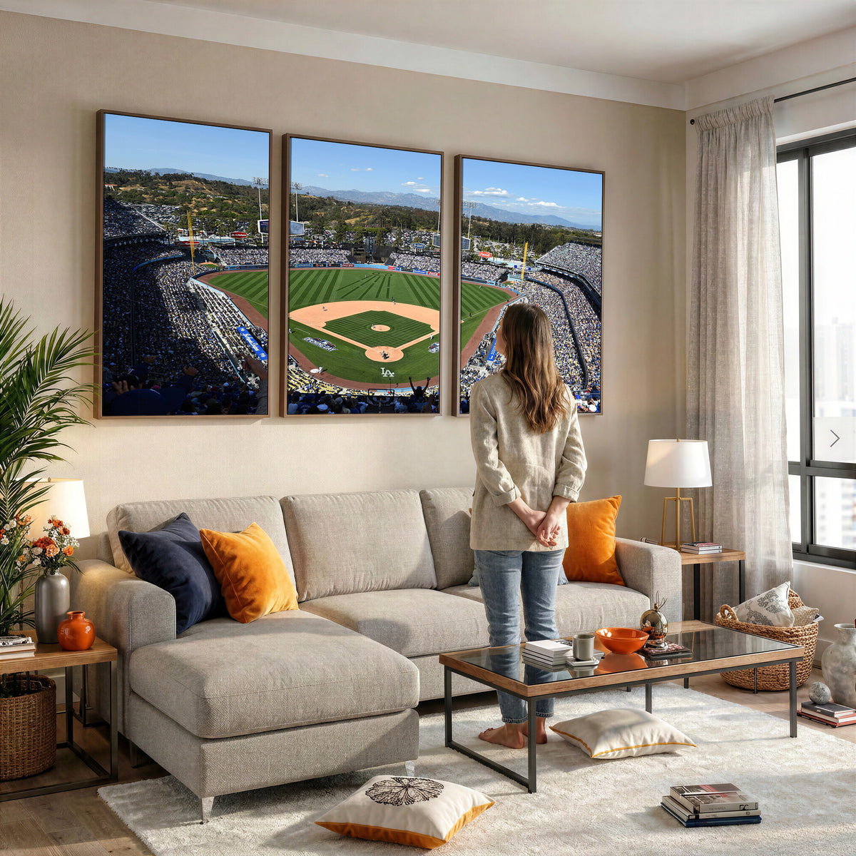 20436-MGV-CV-36X24 - Los Angeles Dodgers Dodger Stadium Wall Art Canvas Print, Framed and Ready to Hang