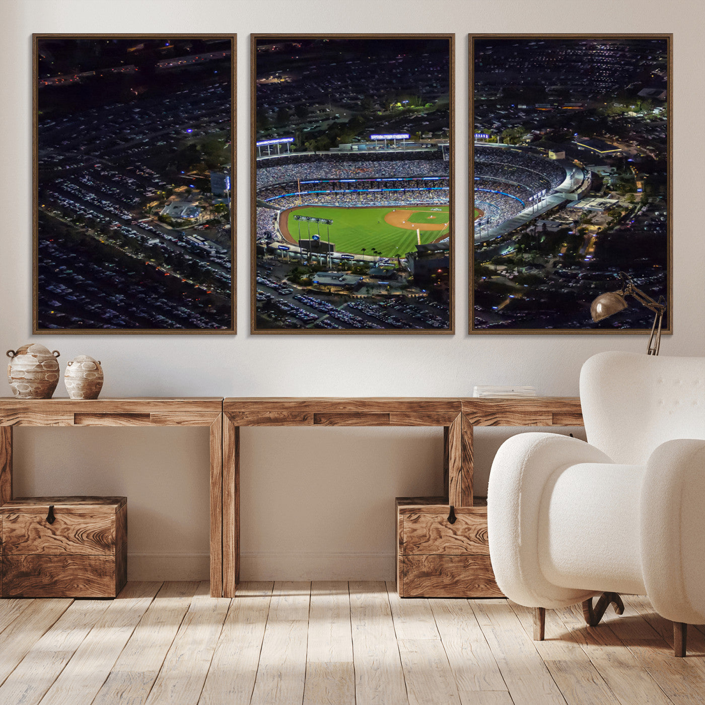 MGV-FC-60X30-3P - Los Angeles Dodgers Dodger Stadium Wall Art Canvas Print - MLB Baseball Stadium