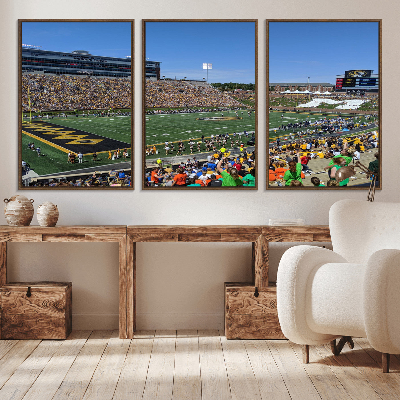 MGV-FC-60X30-3P - University of Missouri Tigers Football Team Print - Columbia Faurot Field Memorial Stadium Wall Art