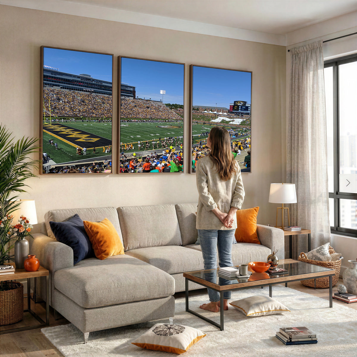 38399-MGV-CV-36X24 - University of Missouri Tigers Football Team Print, Columbia Faurot Field Memorial Stadium Wall Art