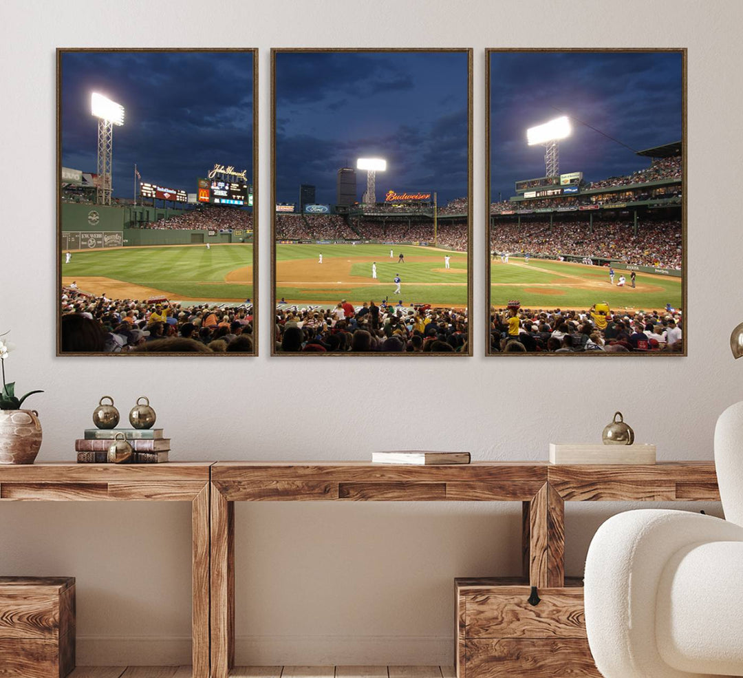 The Boston Red Sox Fenway Park Canvas: a cozy baseball scene, perfect wall art.