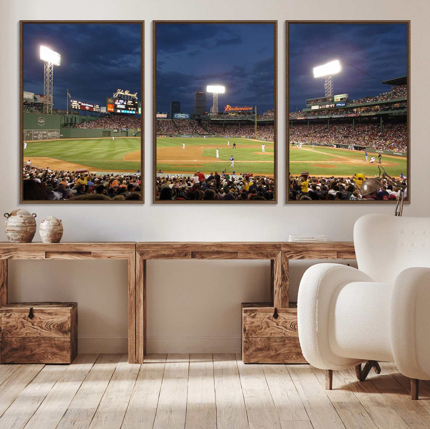MGV-FC-60X30-3P - Boston Red Sox Baseball Team Print Canvas - Massachusetts Fenway Park Stadium Wall Art Canvas Print
