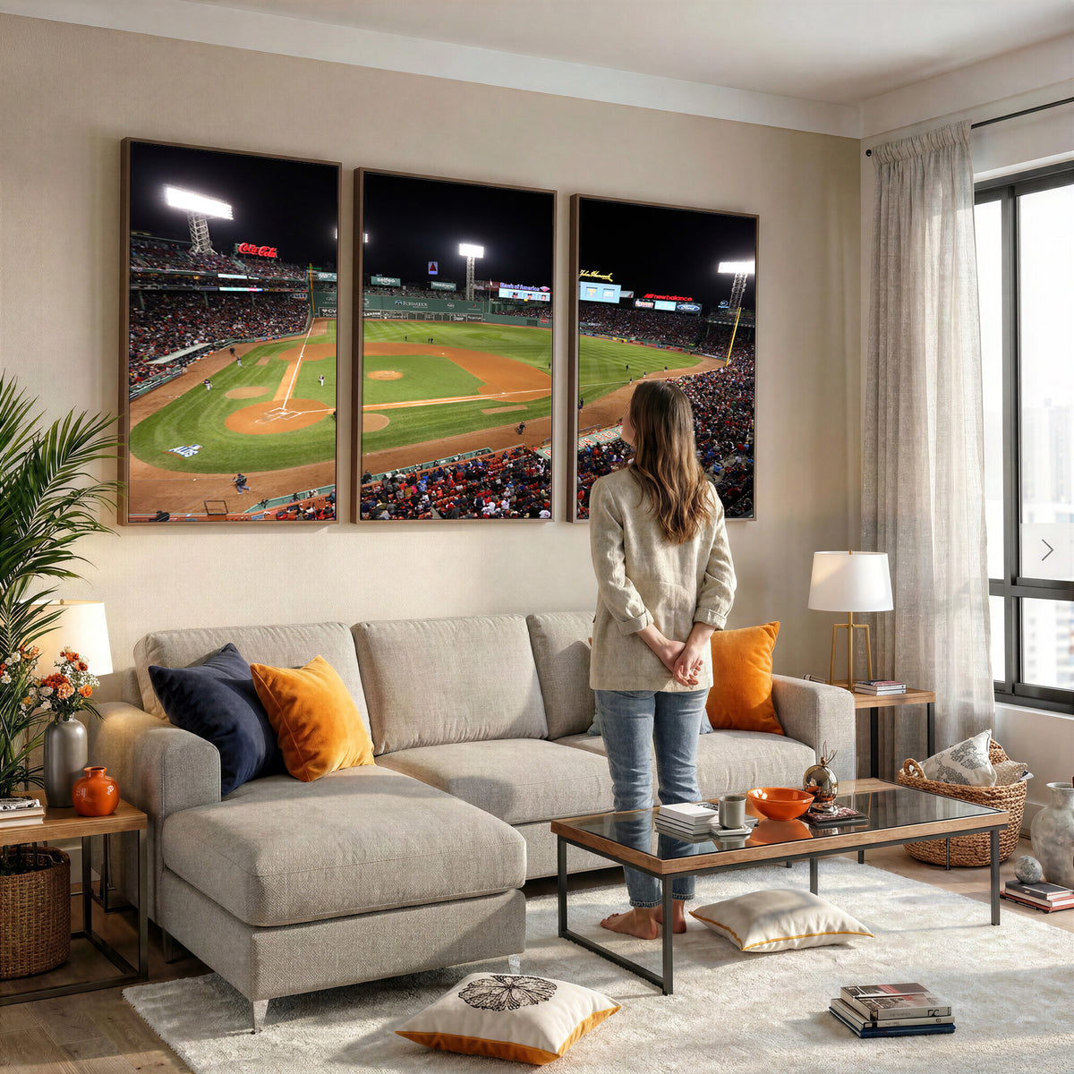 41158-MGV-CV-36X24 - Boston Red Sox Baseball Team Print, Massachusetts Fenway Park Stadium Wall Art