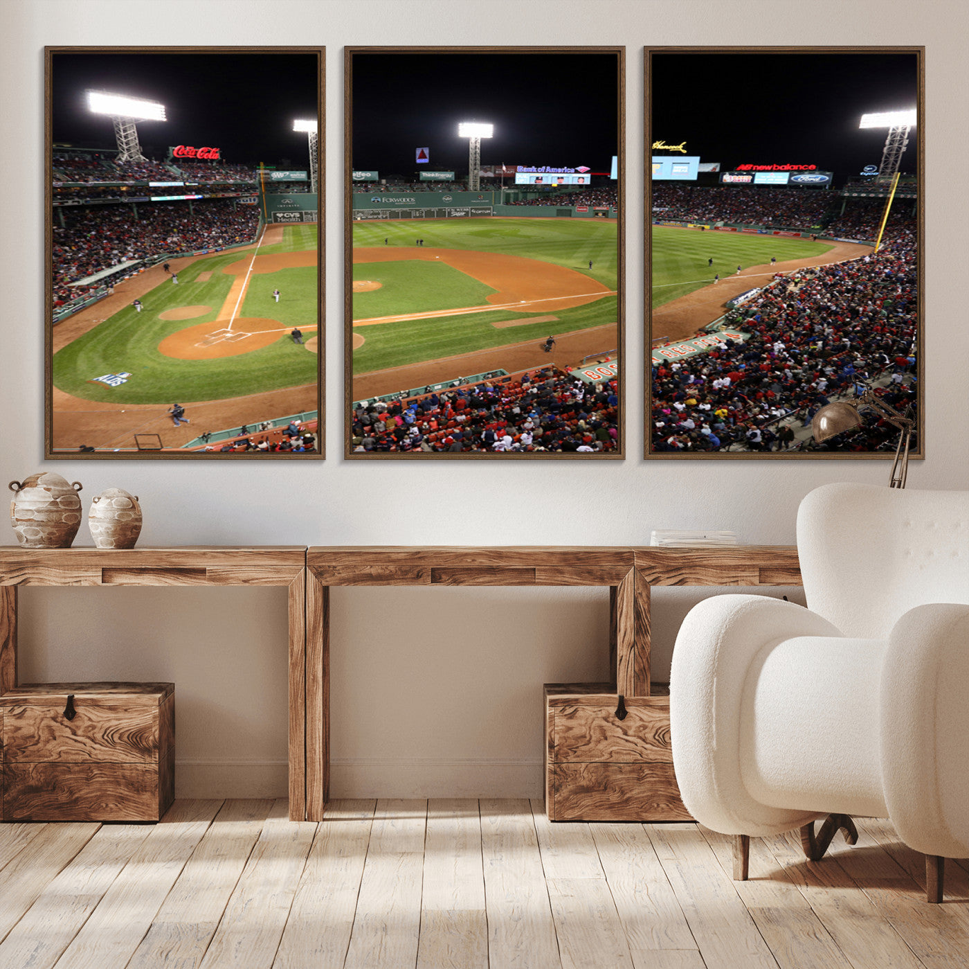 MGV-FC-60X30-3P - Boston Red Sox Baseball Team Print - Massachusetts Fenway Park Stadium Wall Art Canvas Print