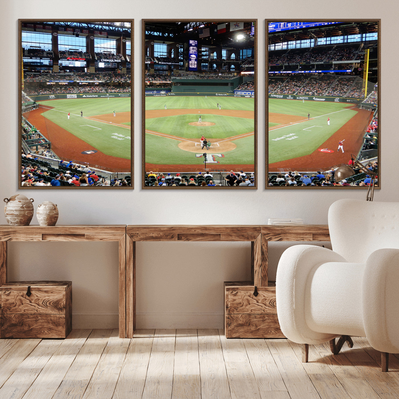 MGV-FC-60X30-3P - Texas Rangers Baseball Team Print - Arlington Globe Life Field Stadium Canvas Print Wall Art
