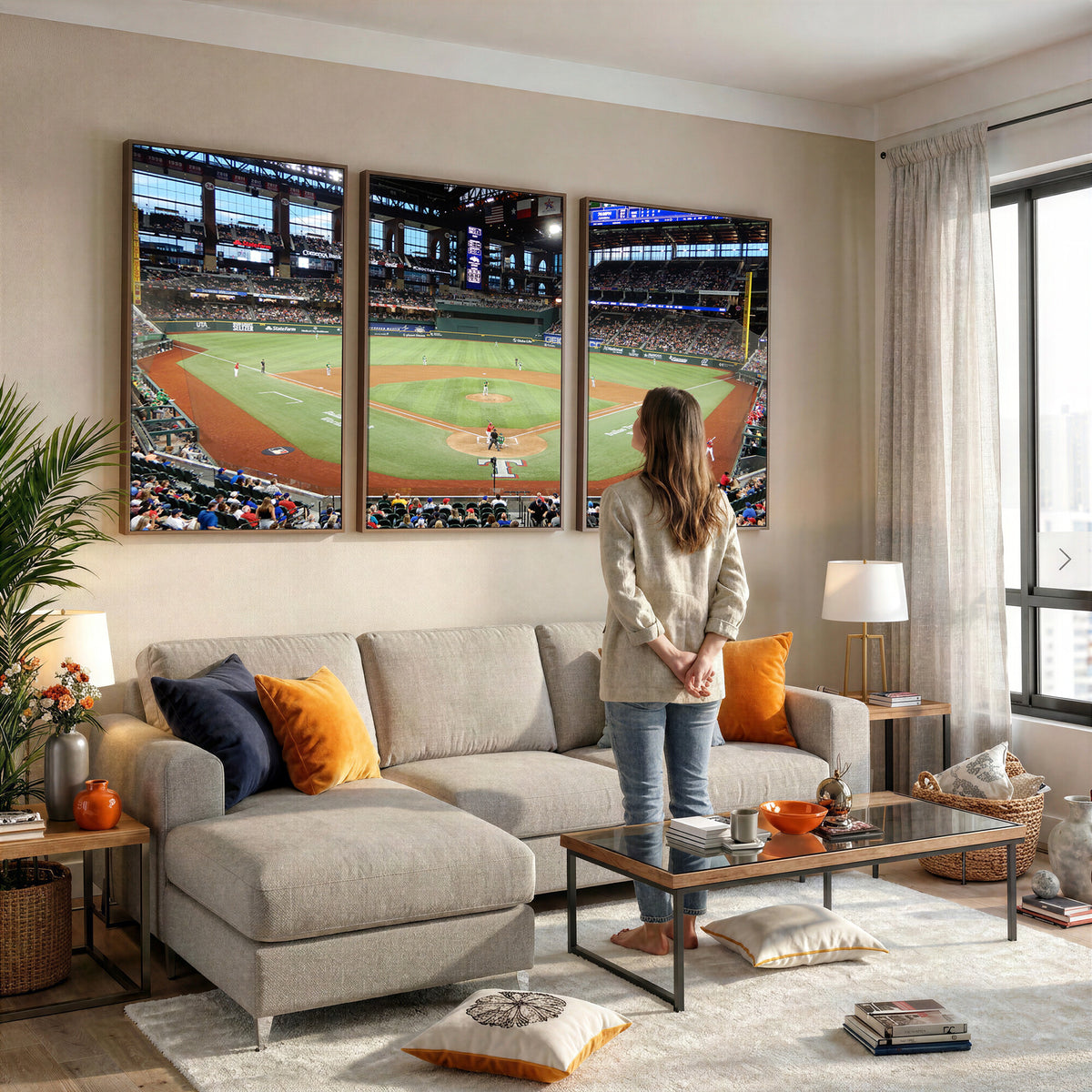 78468-MGV-CV-36X24 - Texas Rangers Baseball Team Print, Arlington Globe Life Field Stadium Wall Art