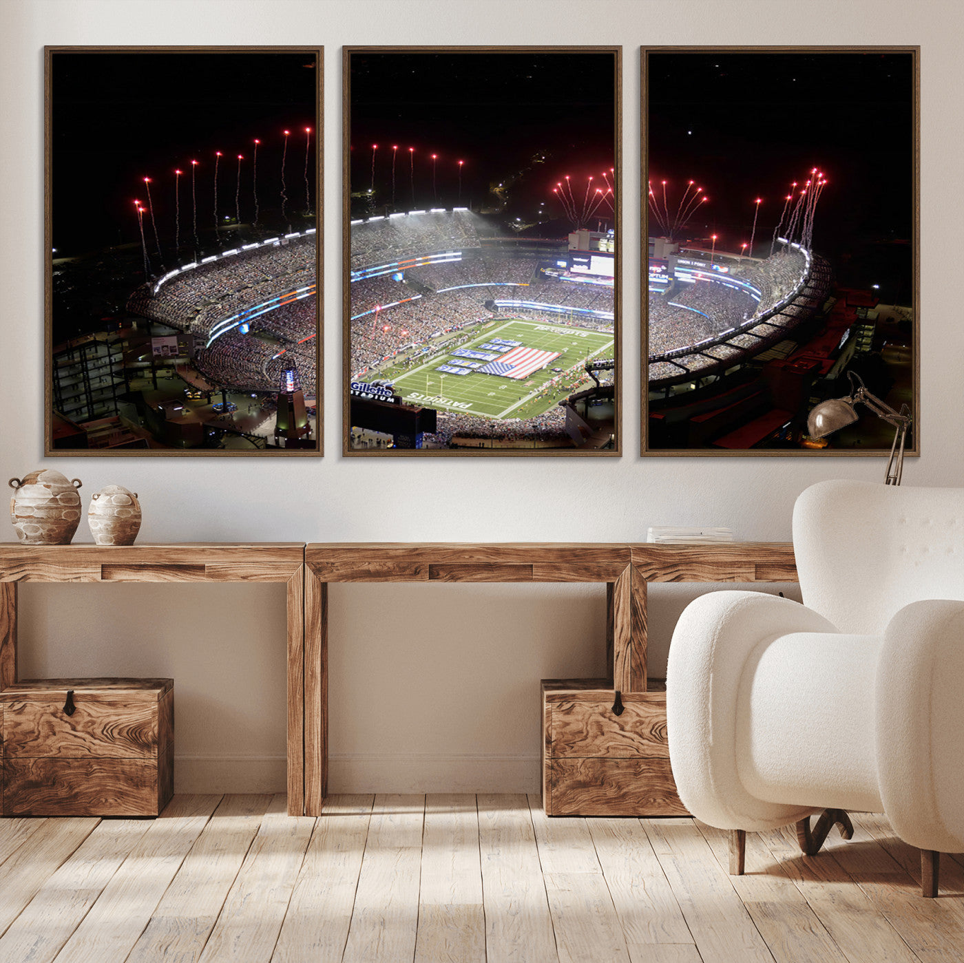 MGV-FC-60X30-3P - New England Patriots Team Print Wall Art- Foxborough Gillette Stadium Wall Art Canvas Print
