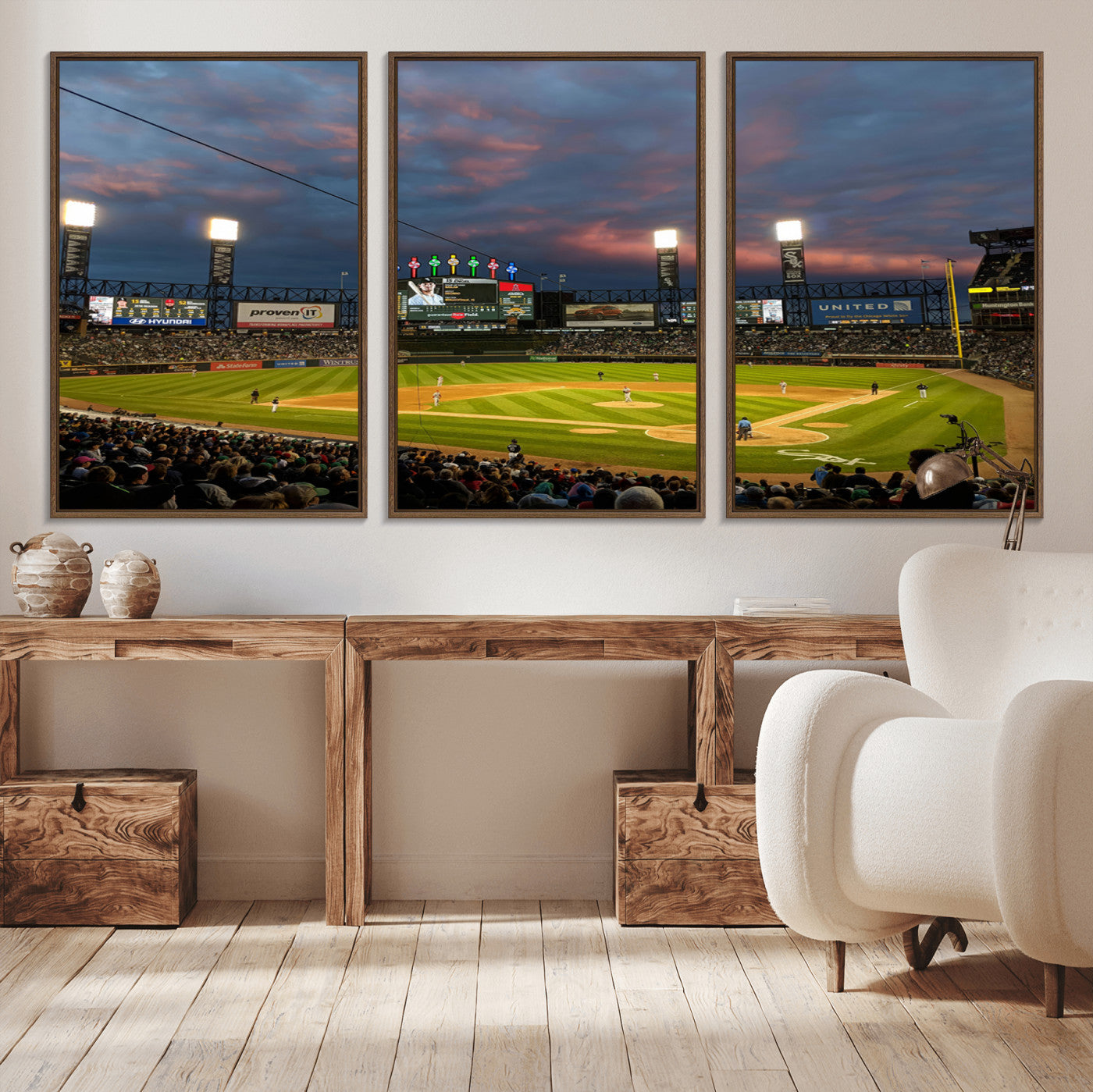 MGV-FC-60X30-3P - Chicago White Sox Baseball Team Print Canvas- Guaranteed Rate Field Stadium Wall Art Canvas Print