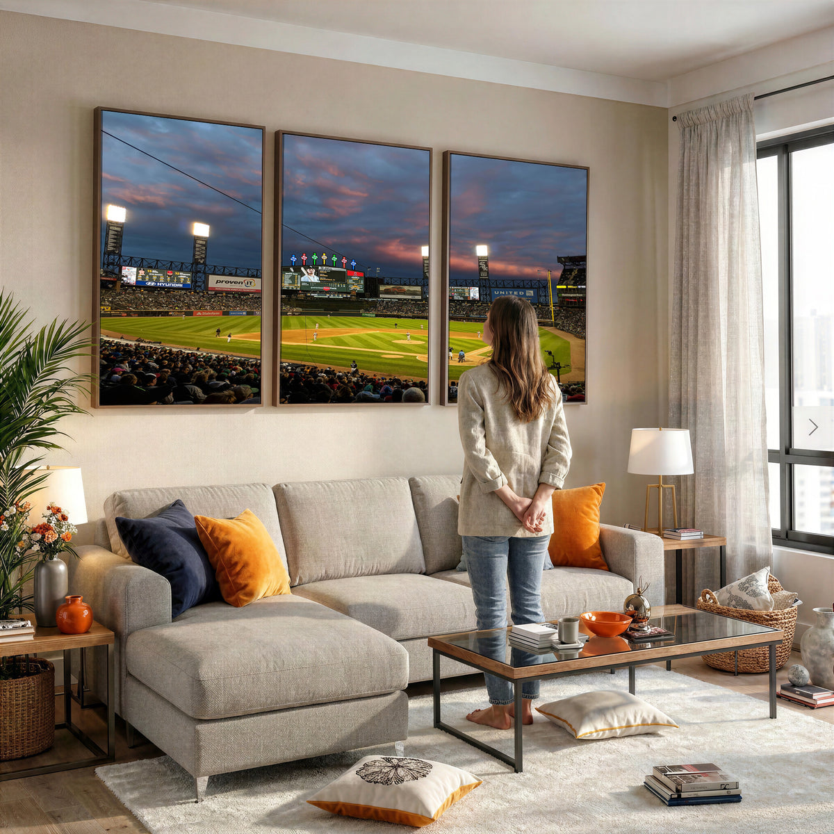 96063-MGV-CV-36X24 - Chicago White Sox Baseball Team Print Canvas, Guaranteed Rate Field, Framed and Ready to Hang