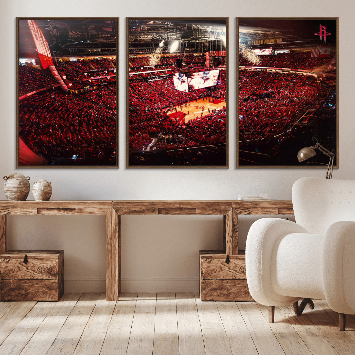91527-MGV-CV-36X24-Houston Rockets Basketball Team Print Canvas- Houston Toyota Center Stadium Wall Art Canvas Print