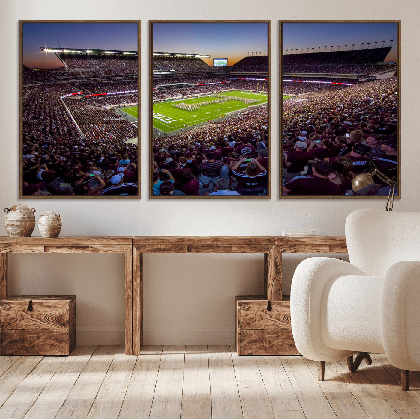 25148-MGV-CV-36X24-Texas A&M University Aggies Football Team Print - College Station Kyle Field Stadium Wall Art Canvas