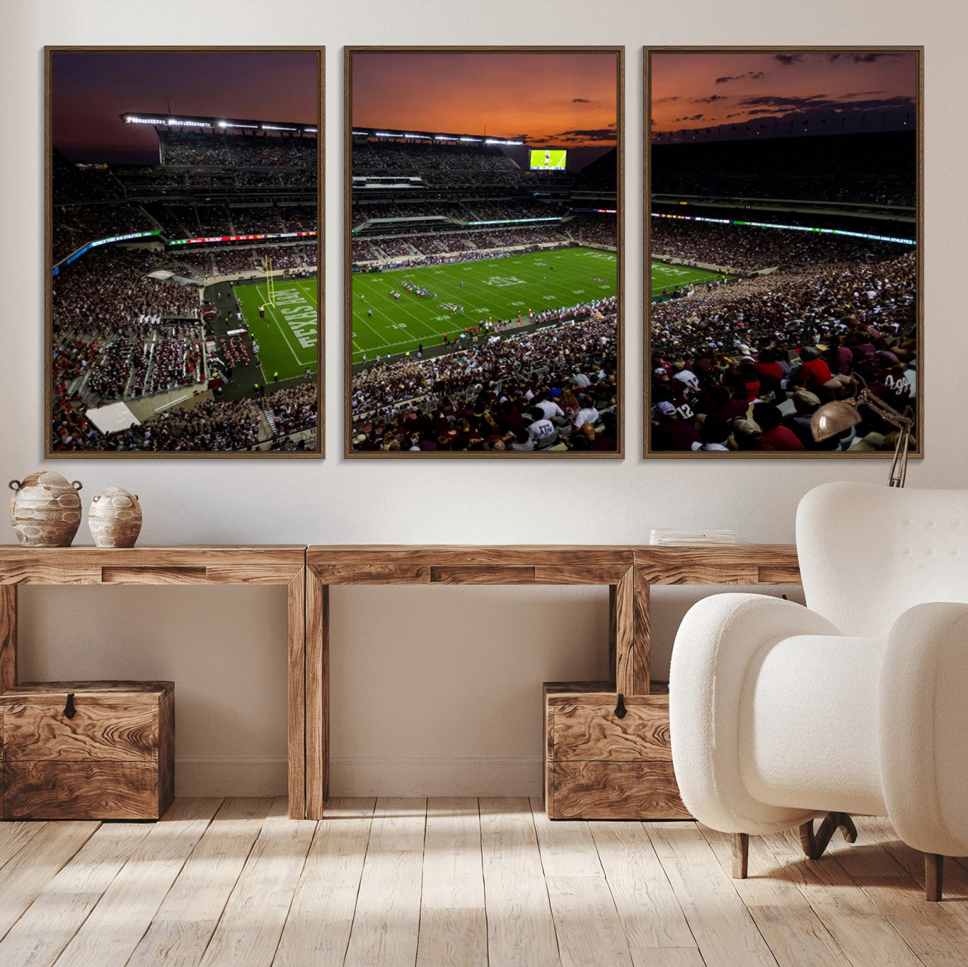 MGV-FC-60X30-3P - Texas A&M University Aggies Football Team Print - College Station Kyle Field Stadium Wall Art Canvas