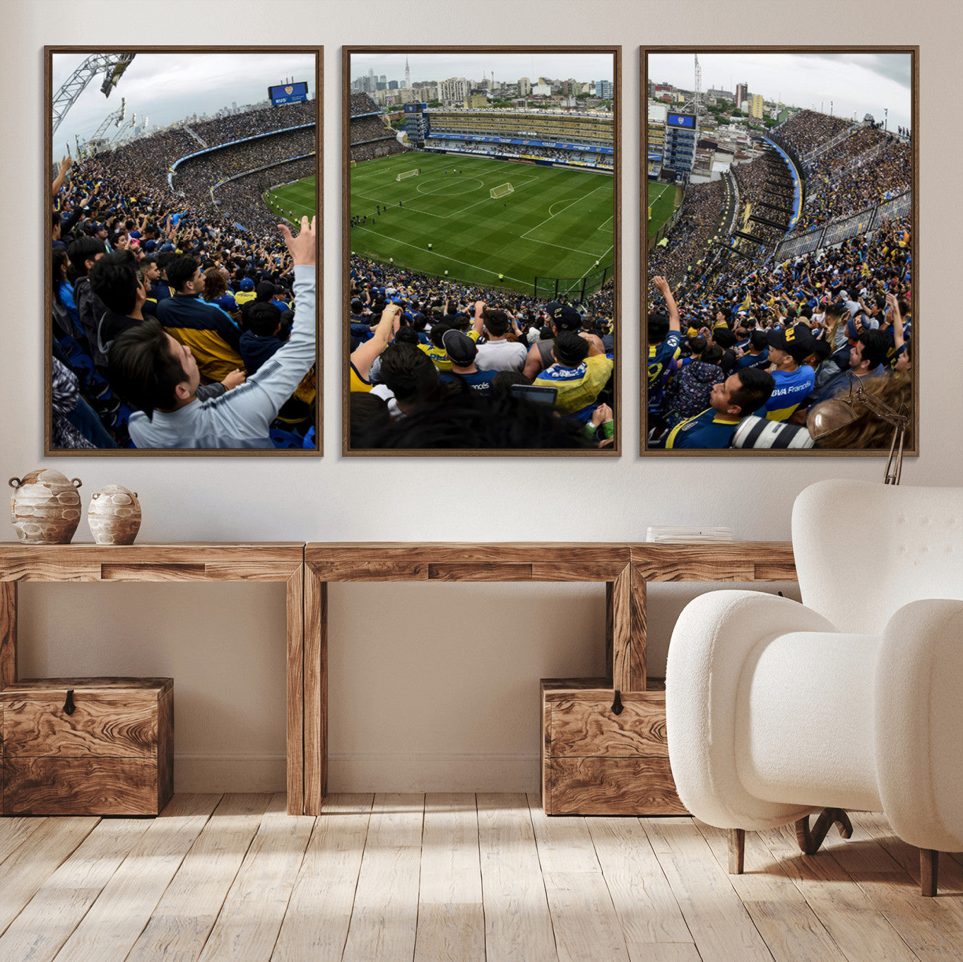 MGV-FC-60X30-3P - Boca Juniors Soccer Team Print - Buenos Aires Bombonera Stadium Wall Art Canvas Print