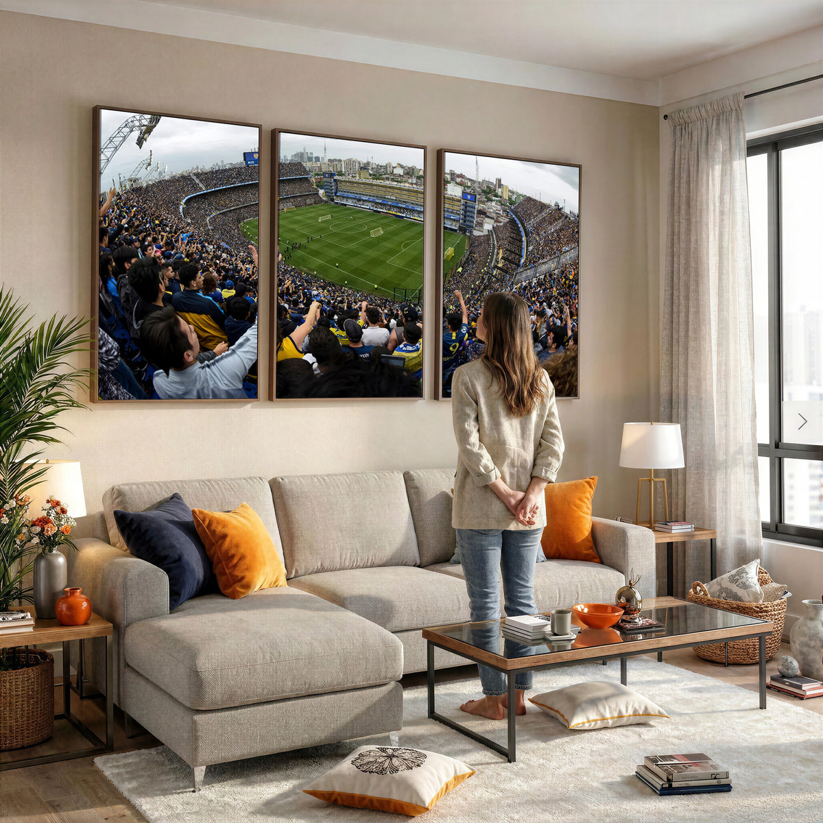 23173-MGV-CV-36X24 - Boca Juniors Soccer Team Print, Buenos Aires Bombonera, Framed and Ready to Hang