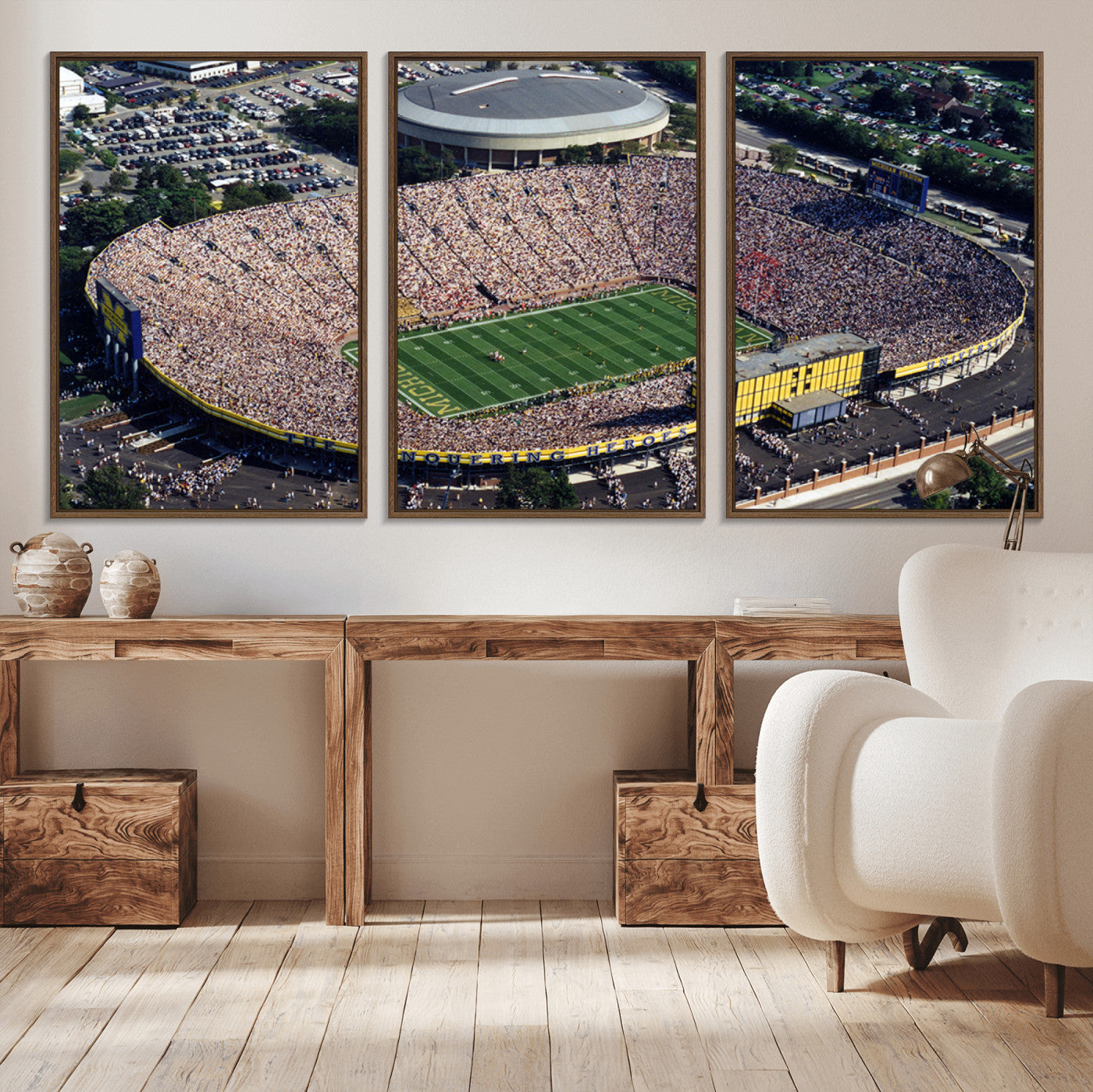 MGV-FC-60X30-3P - Michigan Wolverines Football Team Print - Ann Arbor Michigan Stadium Print, Michigan Wolverines