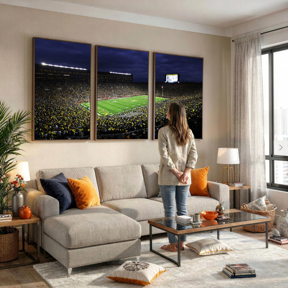 15448-MGV-CV-36X24 - Michigan Wolverines Football Canvas Wall Decor, Football Team Print, Ann Arbor Michigan Stadium