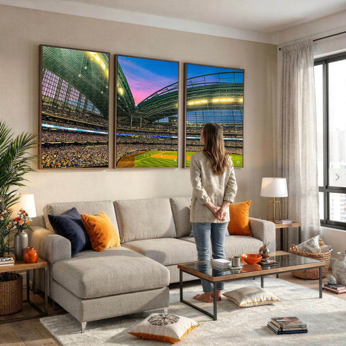 17006-MGV-CV-36X24 - Milwaukee Brewers Baseball Team Print Canvas, American Family Field Stadium Wall Art