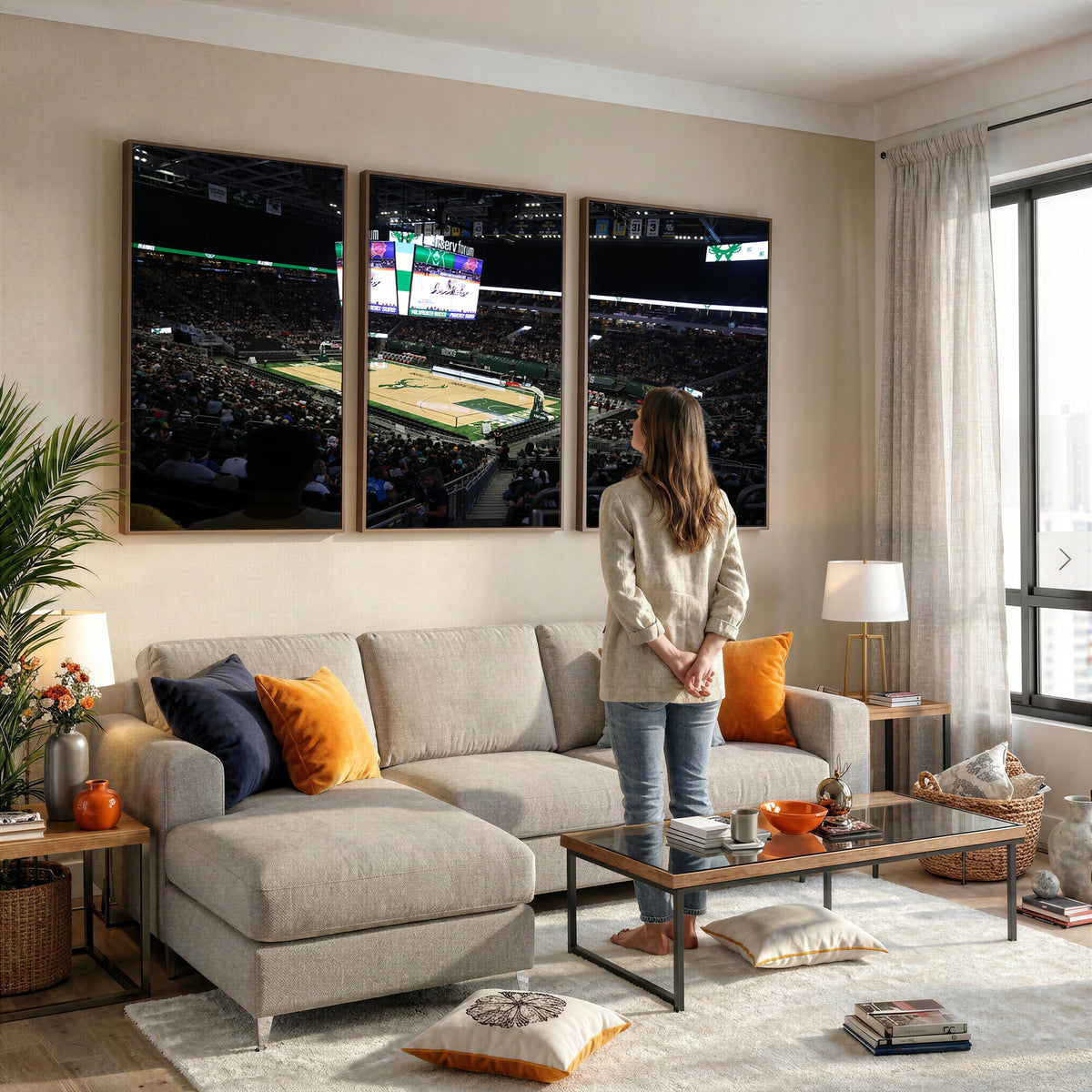 69882-MGV-CV-36X24 - Milwaukee Bucks Basketball Print, Fiserv Forum Stadium Wall Art