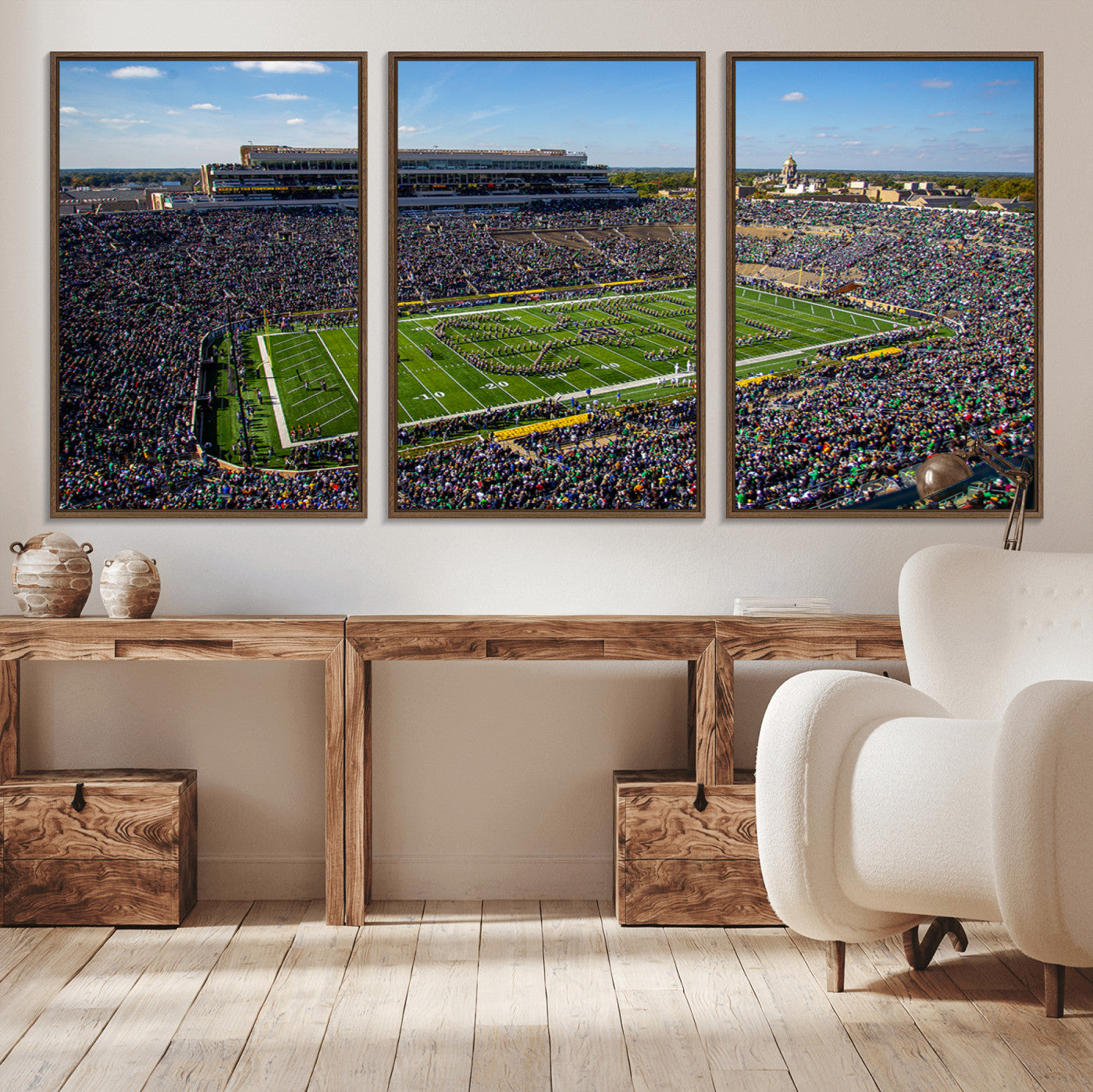 MGV-FC-60X30-3P - Notre Dame Fighting Irish Football Team Print - Notre Dame Stadium Wall Art Canvas Print