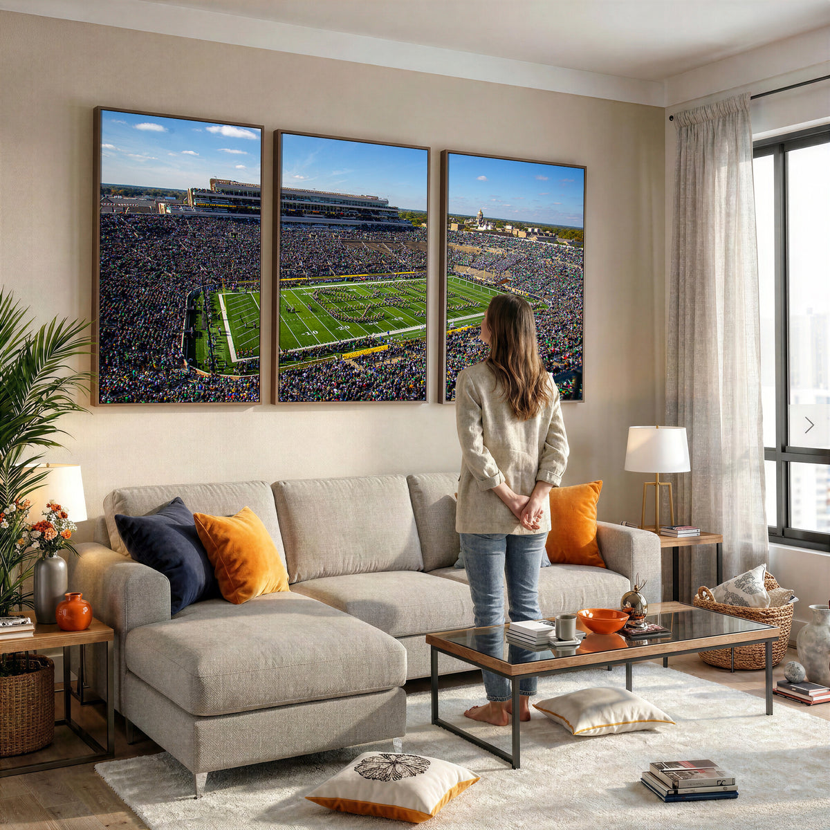 50114-MGV-CV-36X24 - Notre Dame Fighting Irish Football Team Print, Notre Dame Stadium Wall Art