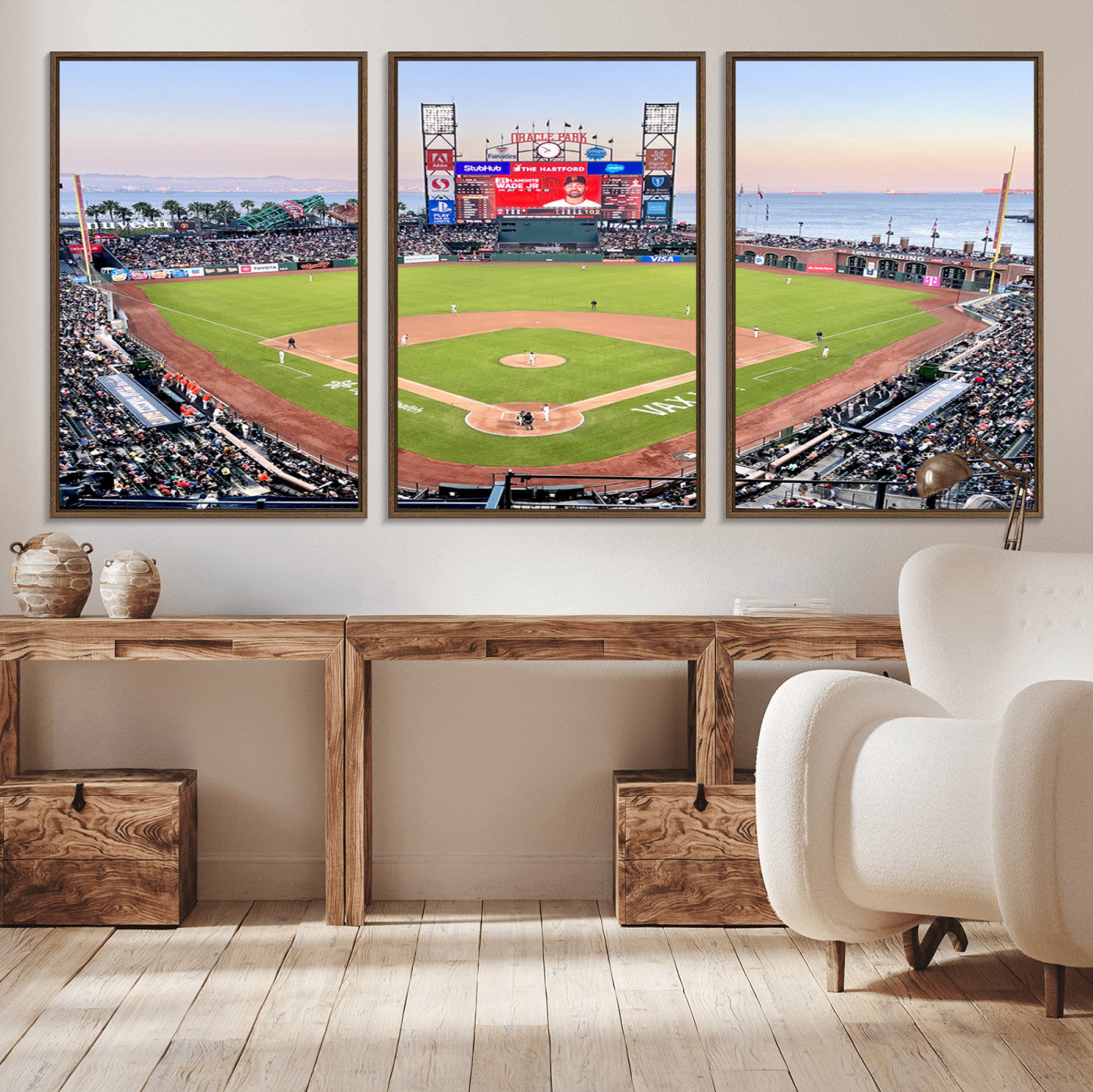 MGV-FC-60X30-3P - San Francisco Giants Baseball Team Print - Oracle Park Stadium Wall Art Canvas Print