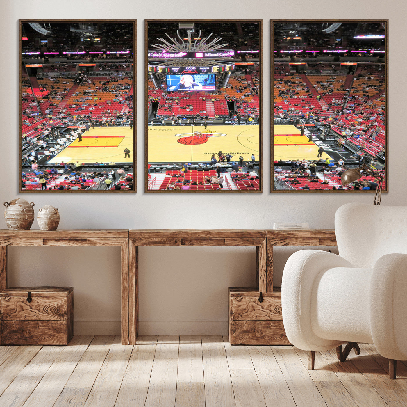 MGV-FC-60X30-3P - Miami Heat Basketball Team Print Wall Art- Kaseya Center Stadium Wall Art Canvas Print