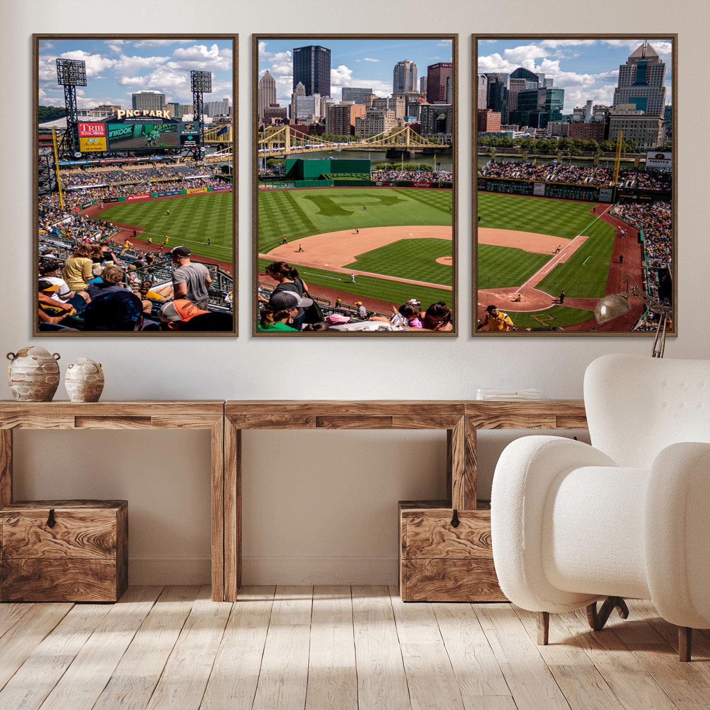 66872-MGV-CV-36X24-Pittsburgh Pirates Baseball Team Print - PNC Park Stadium Wall Art Canvas Print - Ready to Hang
