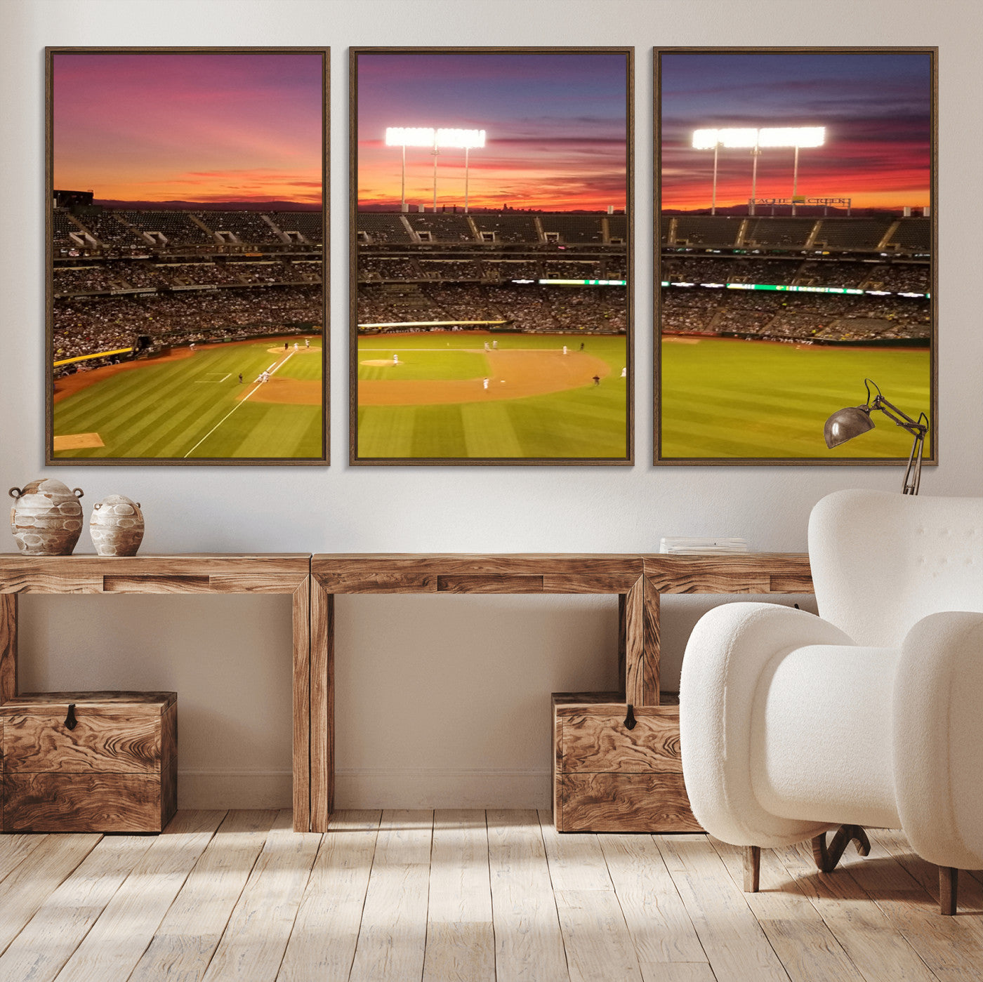 73718-MGV-CV-36X24-Oakland Athletics Baseball Team Print - Oakland Coliseum Stadium Wall Art Canvas Print