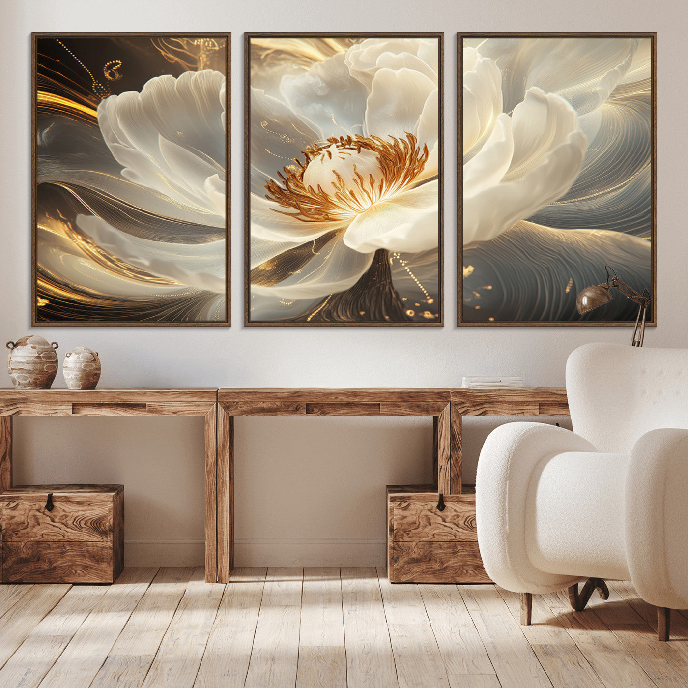 MGV-FC-60X30-3P - Abstract Floral Wall Art Canvas Print