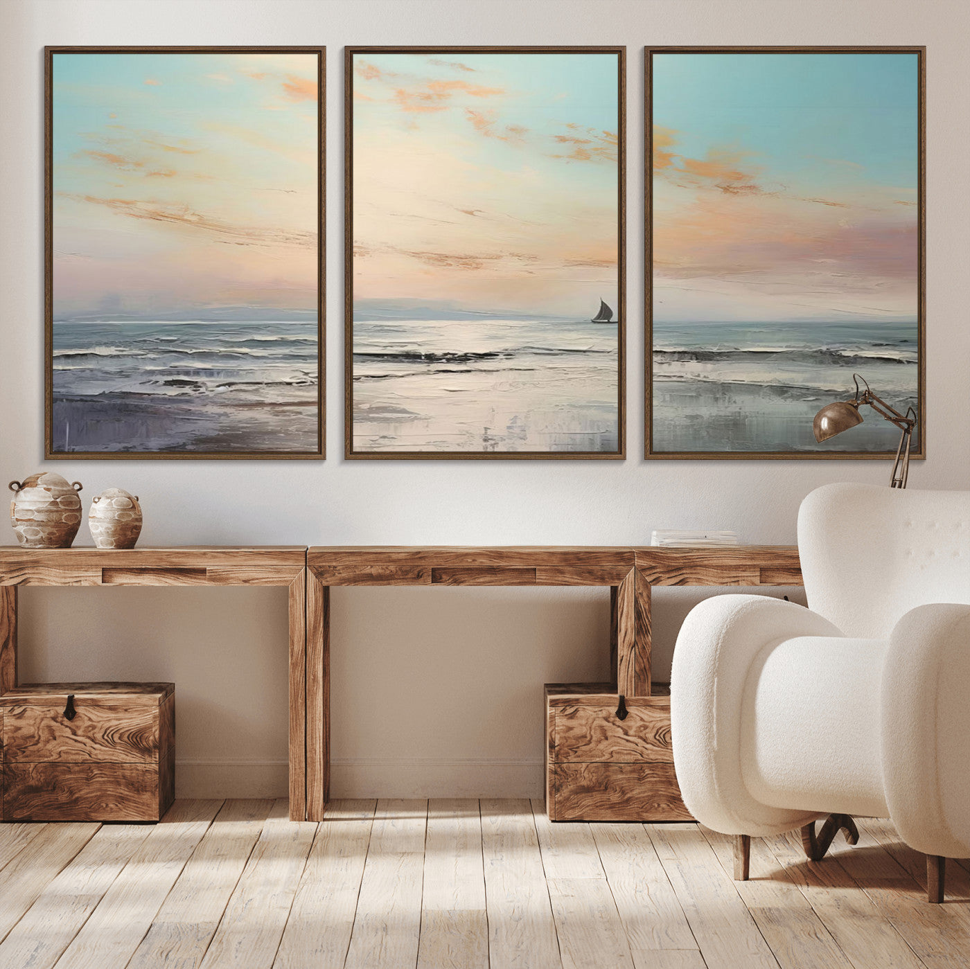 MGV-FC-60X30-3P - Abstract Ocean Wall Art -  Boat Wall Art Canvas Print