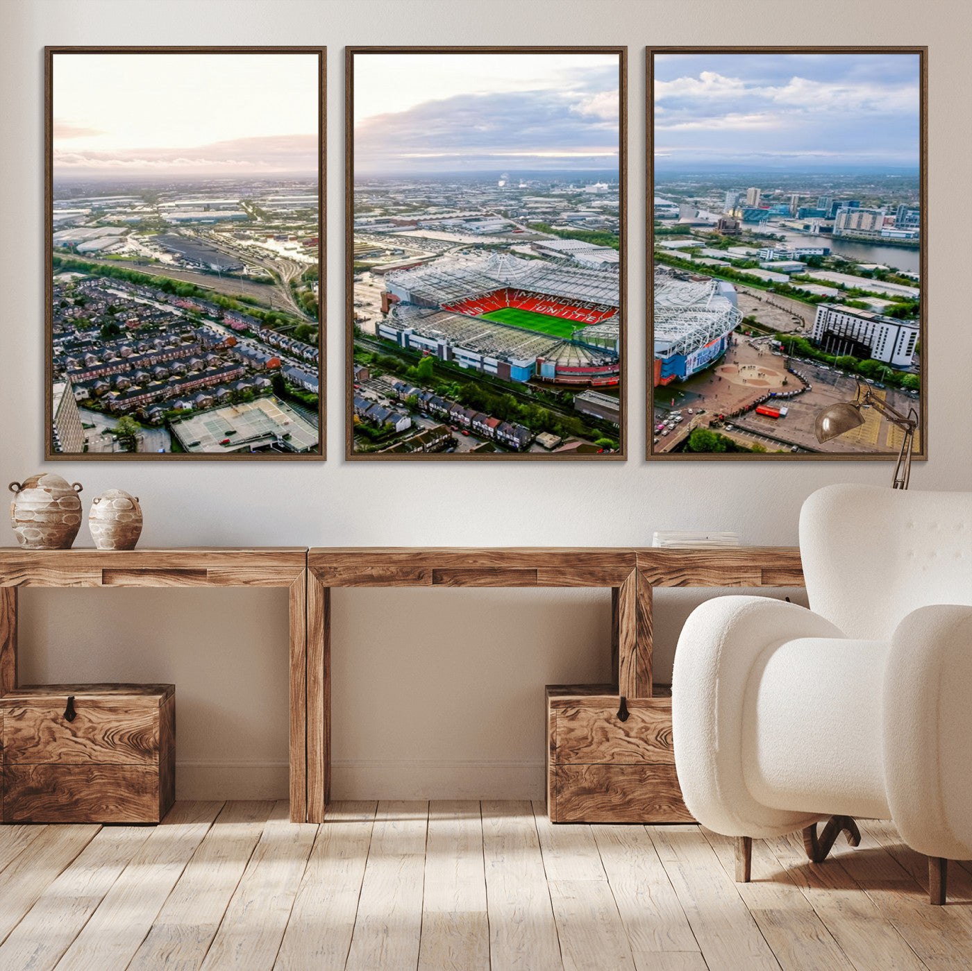 MGV-FC-60X30-3P - Old Trafford Manchester United Stadium Wall Art Canvas Print - Aerial View Stadium, Old Trafford