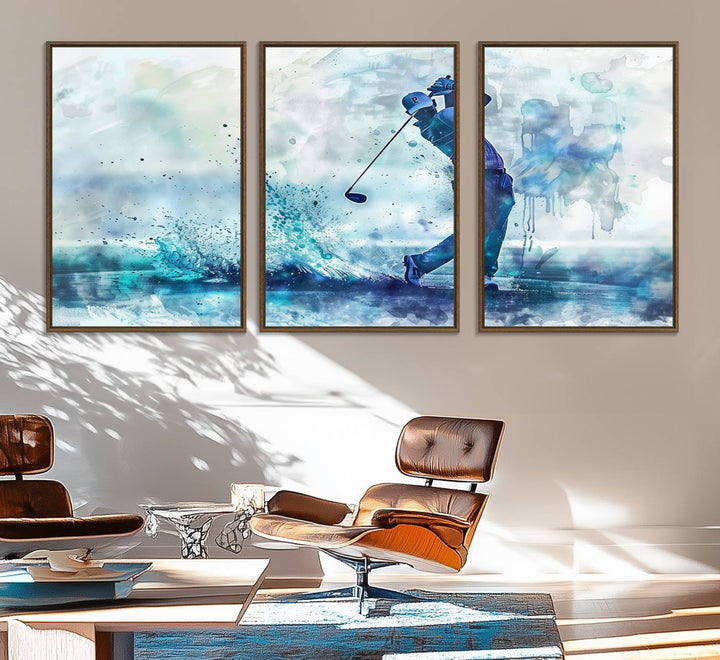 Golf Swing Wall Art Canvas Print, a sports-inspired watercolor decor.