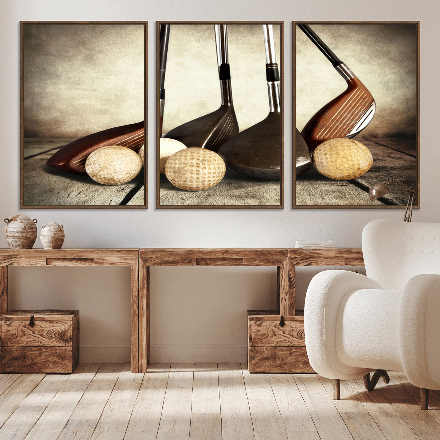 33845-MGV-CV-36X24-Vintage Golf Ball Art | Golf Decor for Man Cave or Office | Ready to Hang and Framed