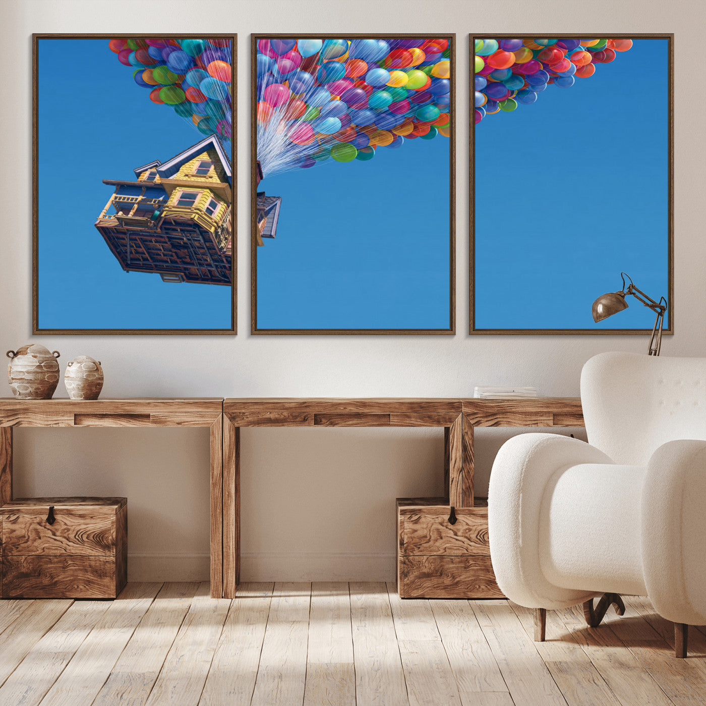 MGV-FC-60X30-3P - Carl Fredricksen, Up Movie Wall Art, Balloons Wall Art, Air Balloons for Kids Room Print