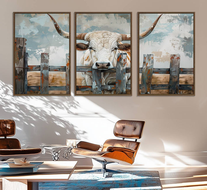 Vintage Cow Wall Art Canvas Print.