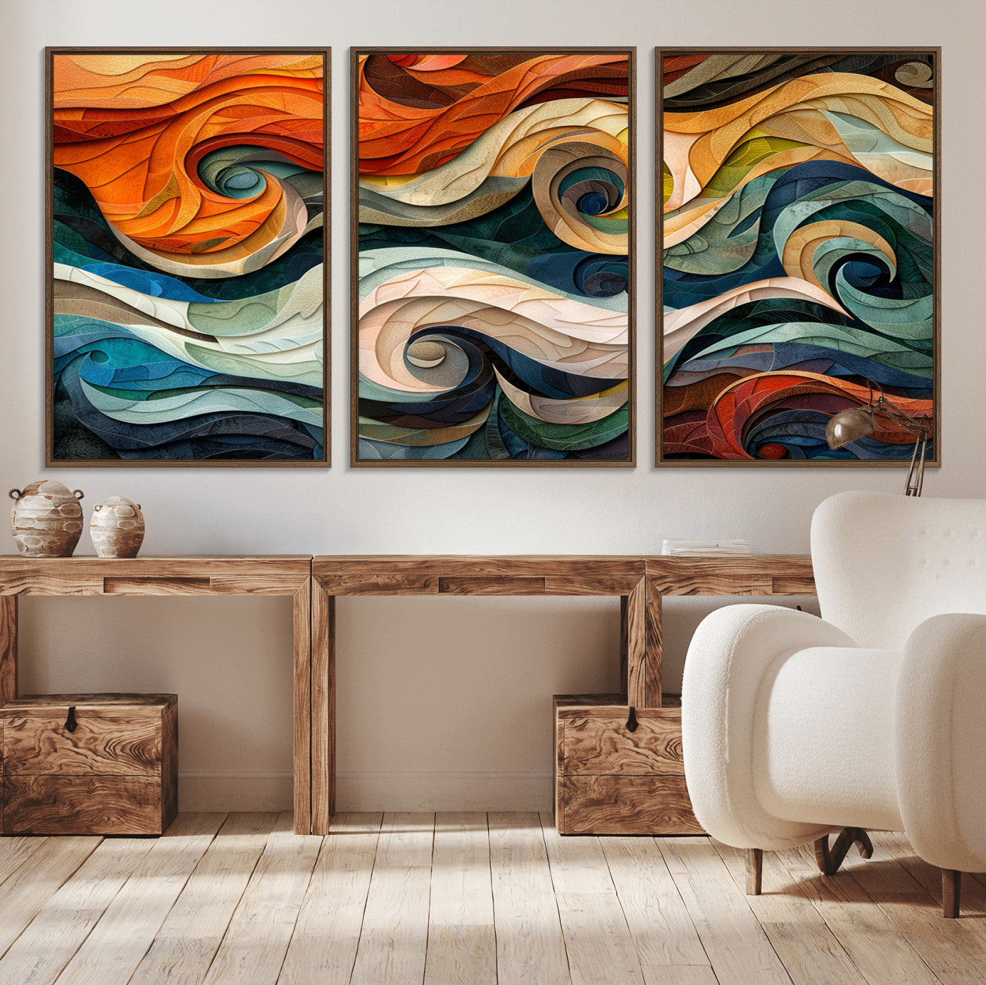 -Abstract Wave Wall Art | Ready to Hang Framed Canvas Print | Vibrant Home Decor for Modern Spaces