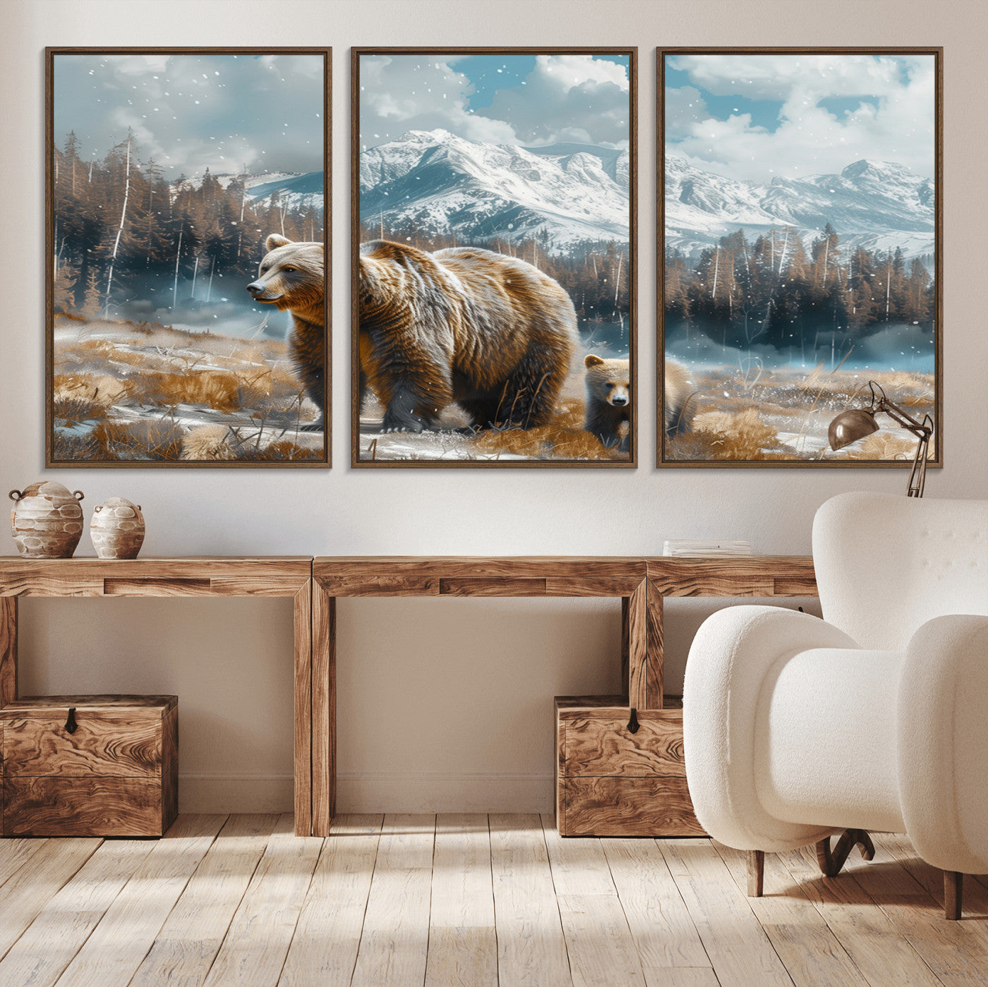 MGV-FC-60X30-3P - Bear and Baby Bear Wall Art Canvas Print