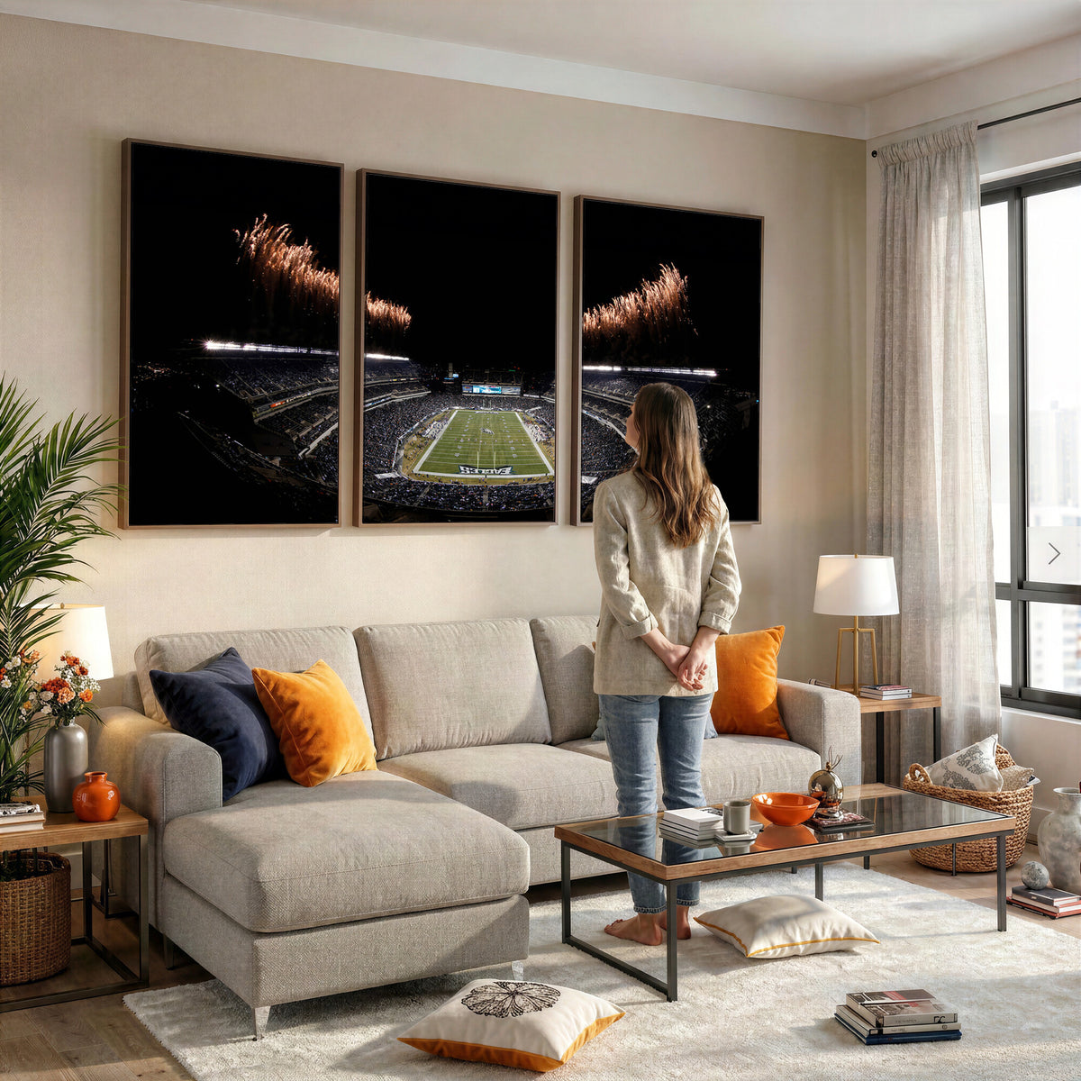 89680-MGV-CV-36X24 - Eagles Field Stadium Wall Art, Philadelphia Eagles Football, Framed and Ready to Hang