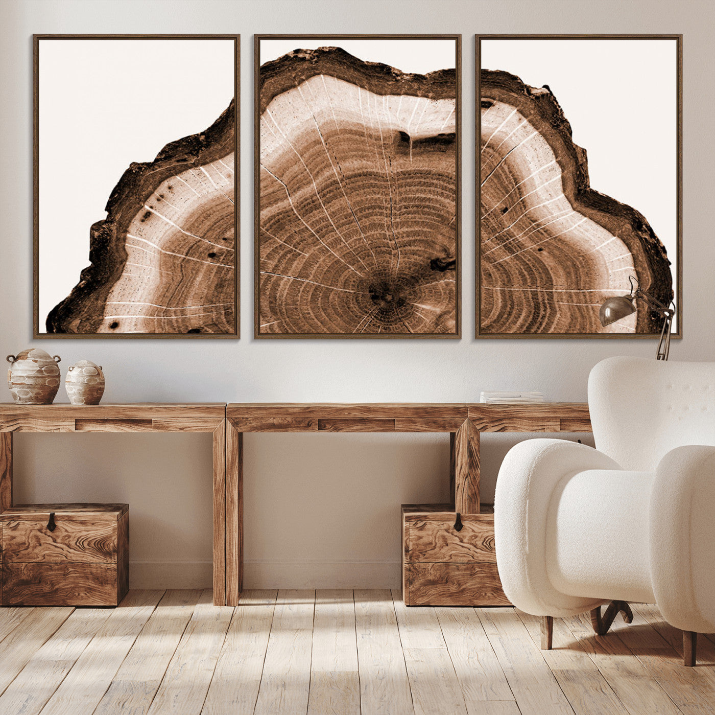45195-MGV-CV-36X24-Rustic Wood Rings Wall Art | Nature-Inspired Tree Ring Canvas Print | Ready to Hang and Framed for