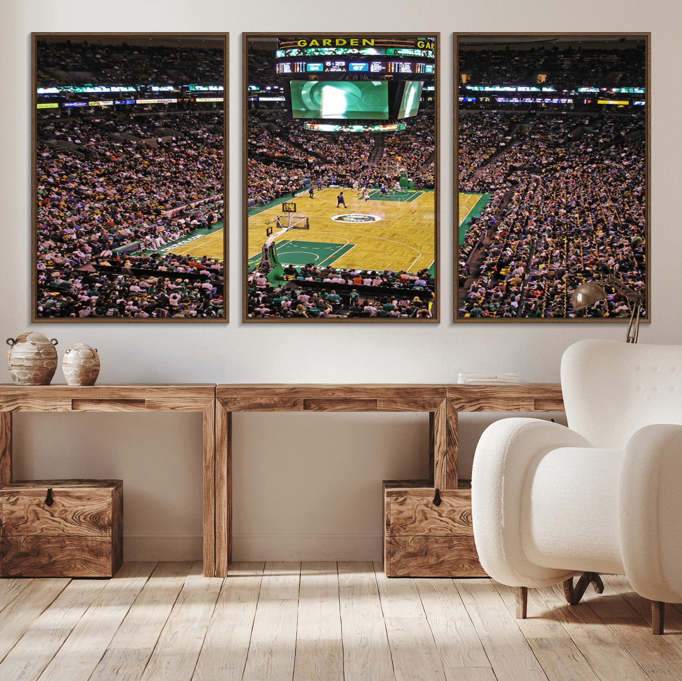 19201-MGV-CV-36X24-Celtics Game Versus The Timberwolves | Baseball Stadium Wall Art | Canvas Print | Ready to Hang