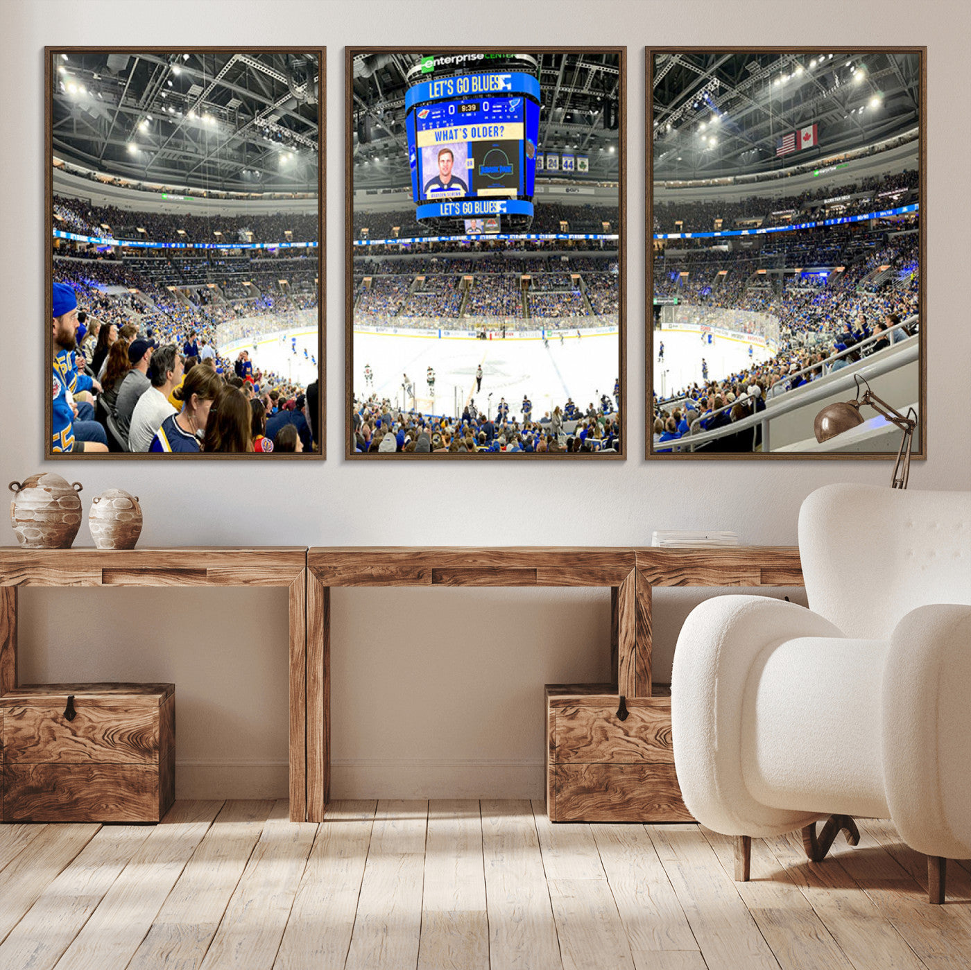 MGV-FC-60X30-3P - Enterprise Center | Missouri St. Louis Blues Ice Hockey Stadium Wall Art | Canvas Print | Ready to