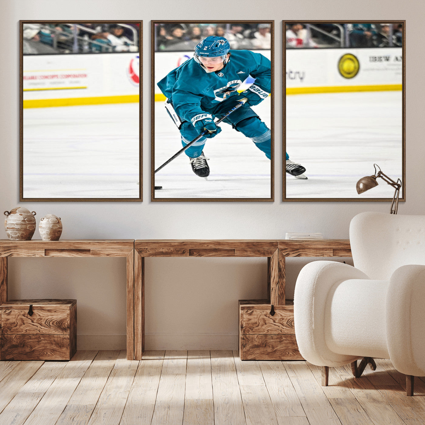 69179-MGV-CV-36X24-San Jose Sharks Ice Hockey Player Wall Art Canvas Print