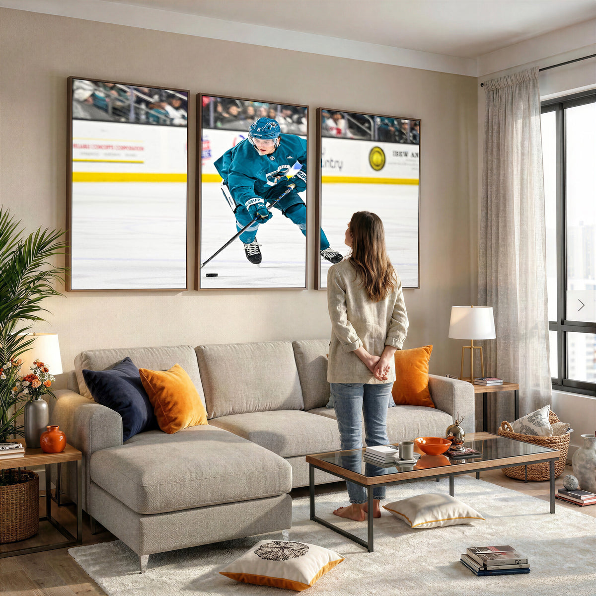 69179-MGV-CV-36X24 - San Jose Sharks Ice Hockey Player Wall Art Canvas Print