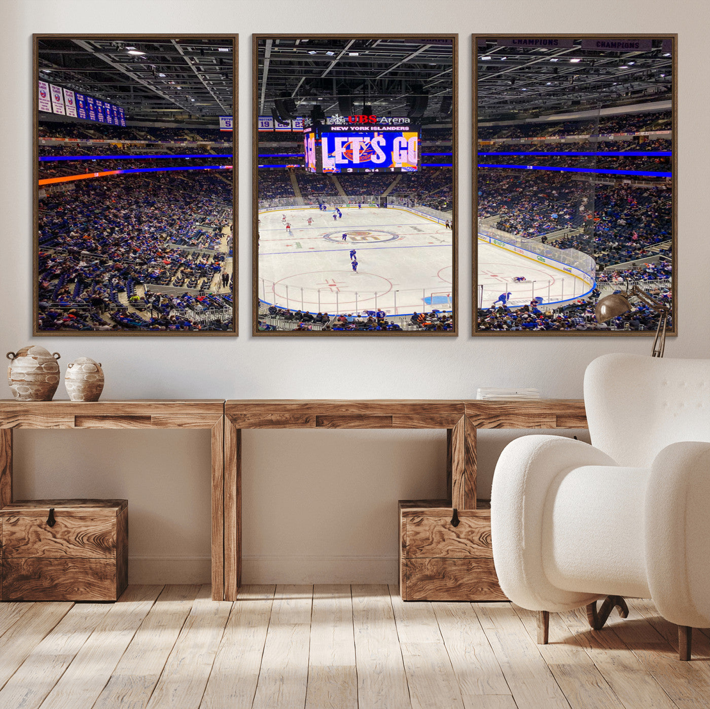 78692-MGV-FC-60X30-3P_Walnut-UBS Arena Elmont New York Islanders Ice Hockey Wall Art, UBS Arena Elmont Wall Art Canvas Print