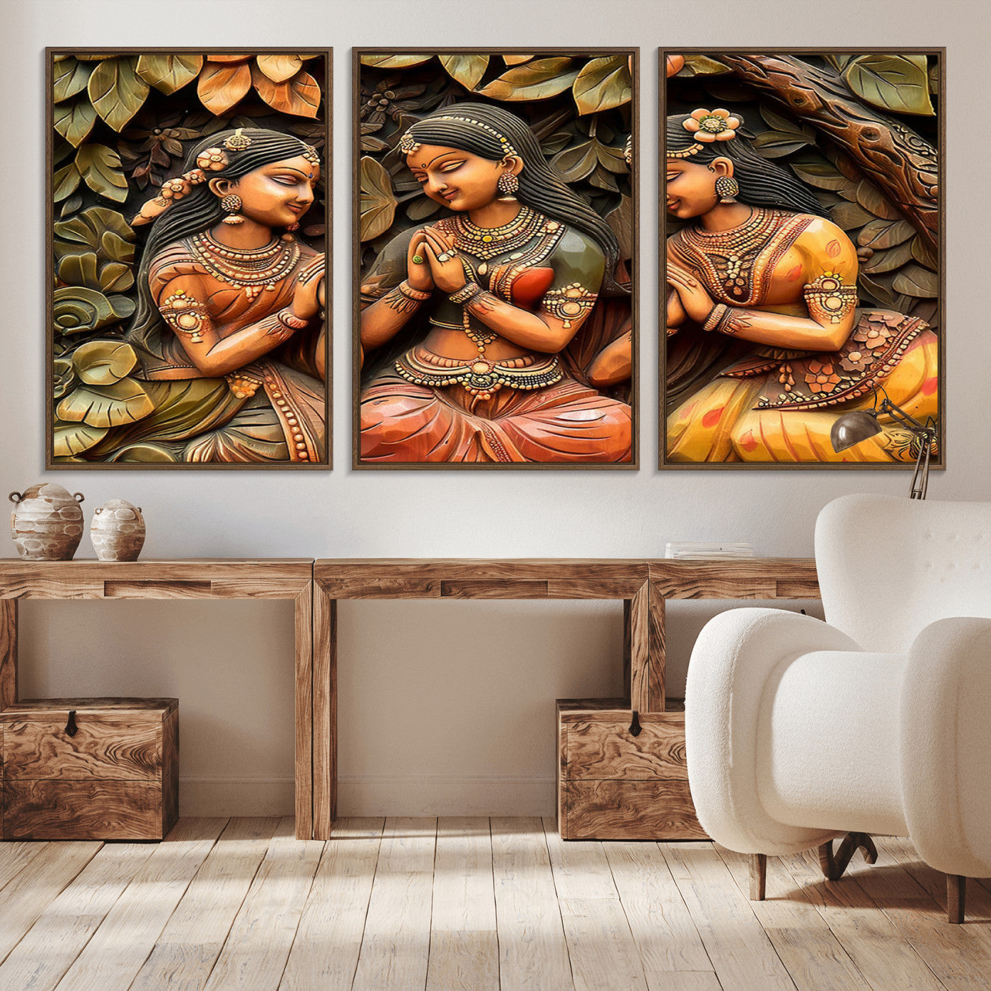 12926-MGV-CV-36X24-Indian Woman Statue Wall Art Canvas Print