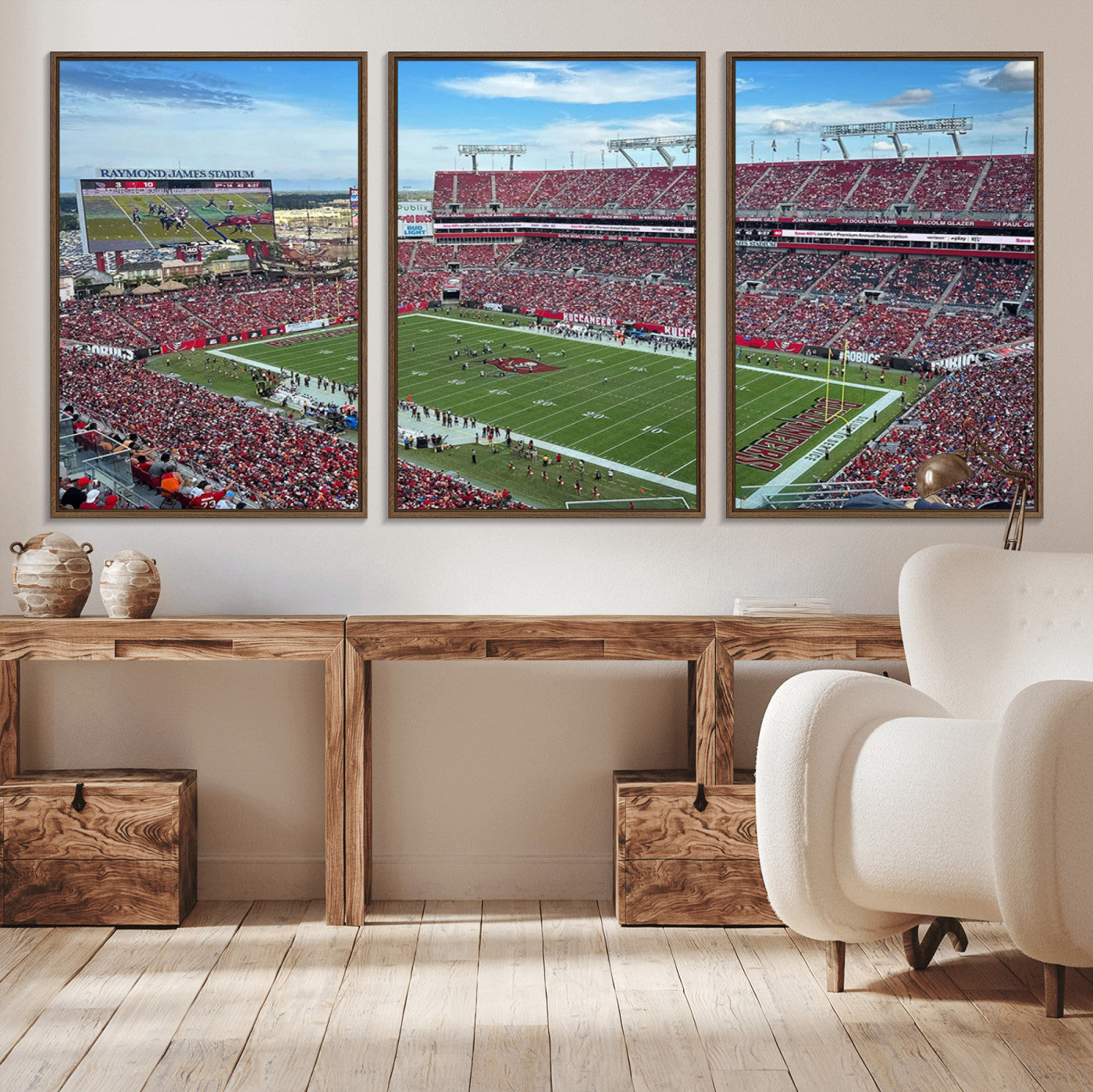 MGV-FC-60X30-3P - Florida Tampa Raymond James Stadium Wall Art Canvas Print - NFL Football Stadium Print Canvas